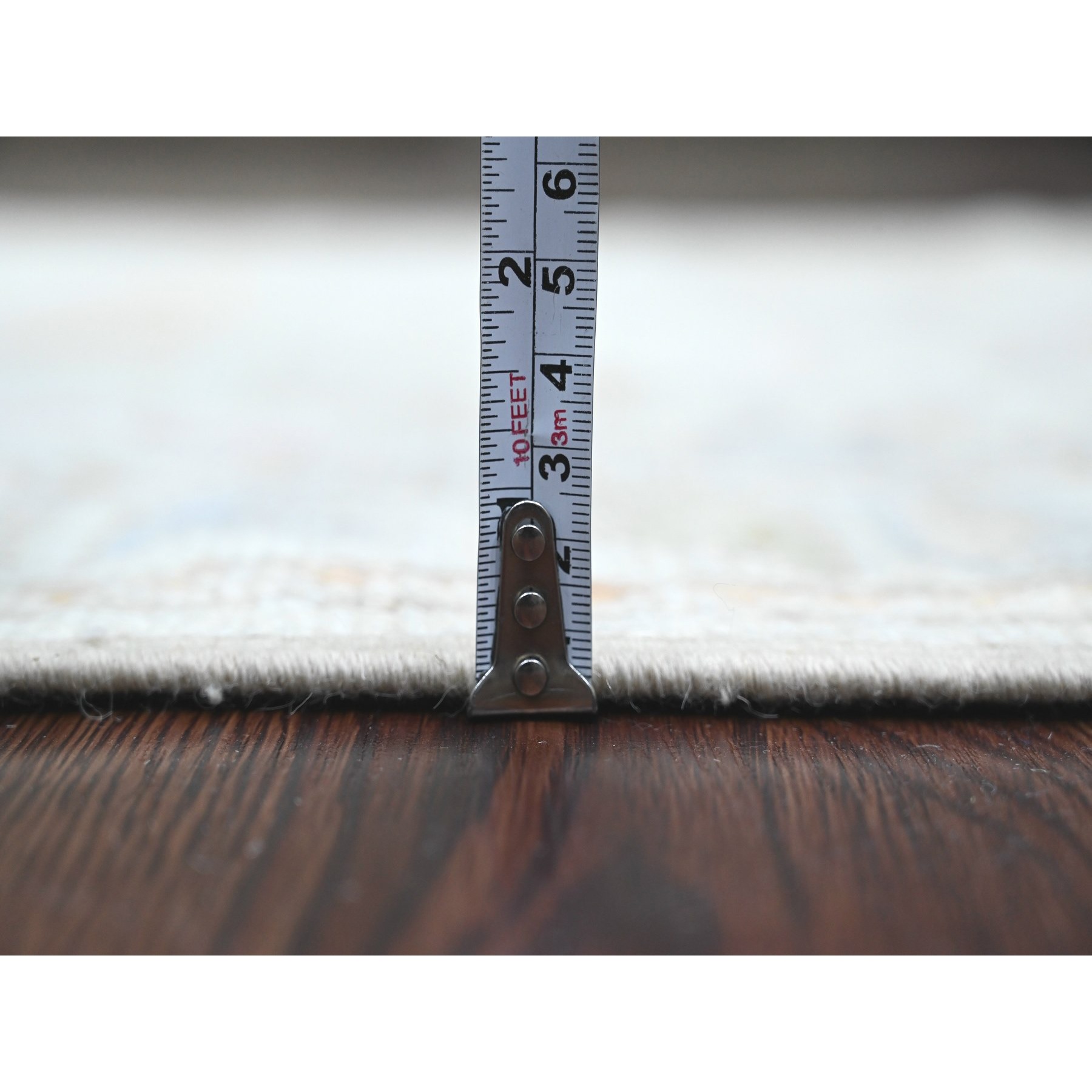 2'10"x10' Moonstruck Gray, Hand Knotted, Afghan Angora Oushak with All Over Leaf Design, Natural Dyes, Pure Wool, Runner, Oriental Rug Sh89901