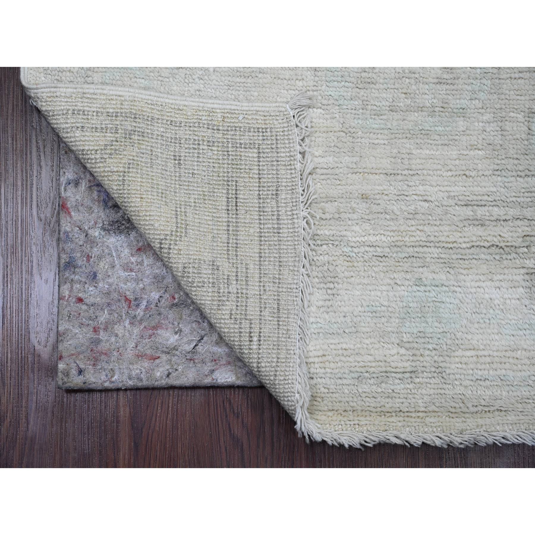 2'7"x11'7" Pastel Gray, Afghan Angora Oushak with Large Leaf Design, Natural Dyes, 100% Wool, Hand Knotted, Runner, Oriental Rug Sh89903