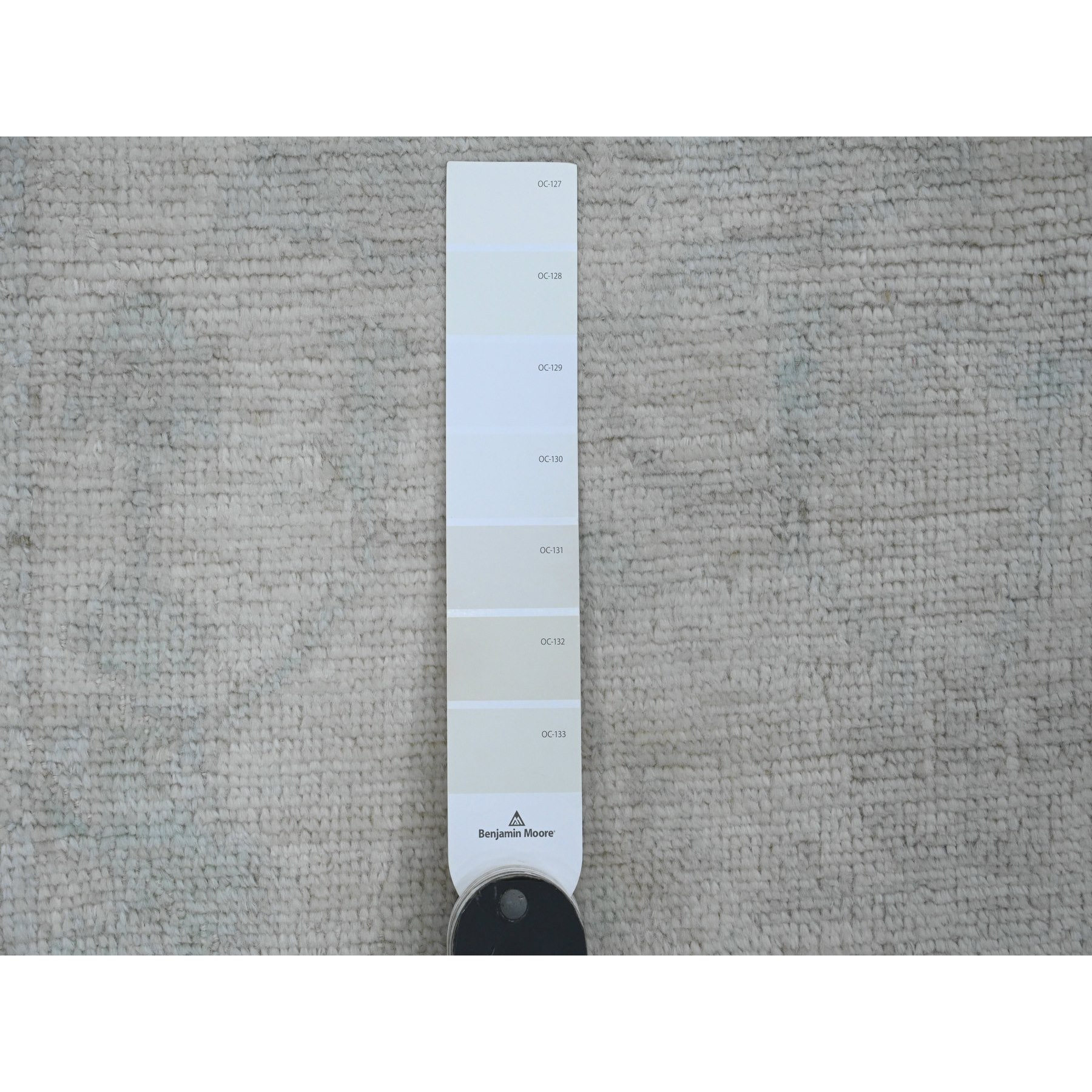 2'7"x11'7" Pastel Gray, Afghan Angora Oushak with Large Leaf Design, Natural Dyes, 100% Wool, Hand Knotted, Runner, Oriental Rug Sh89903