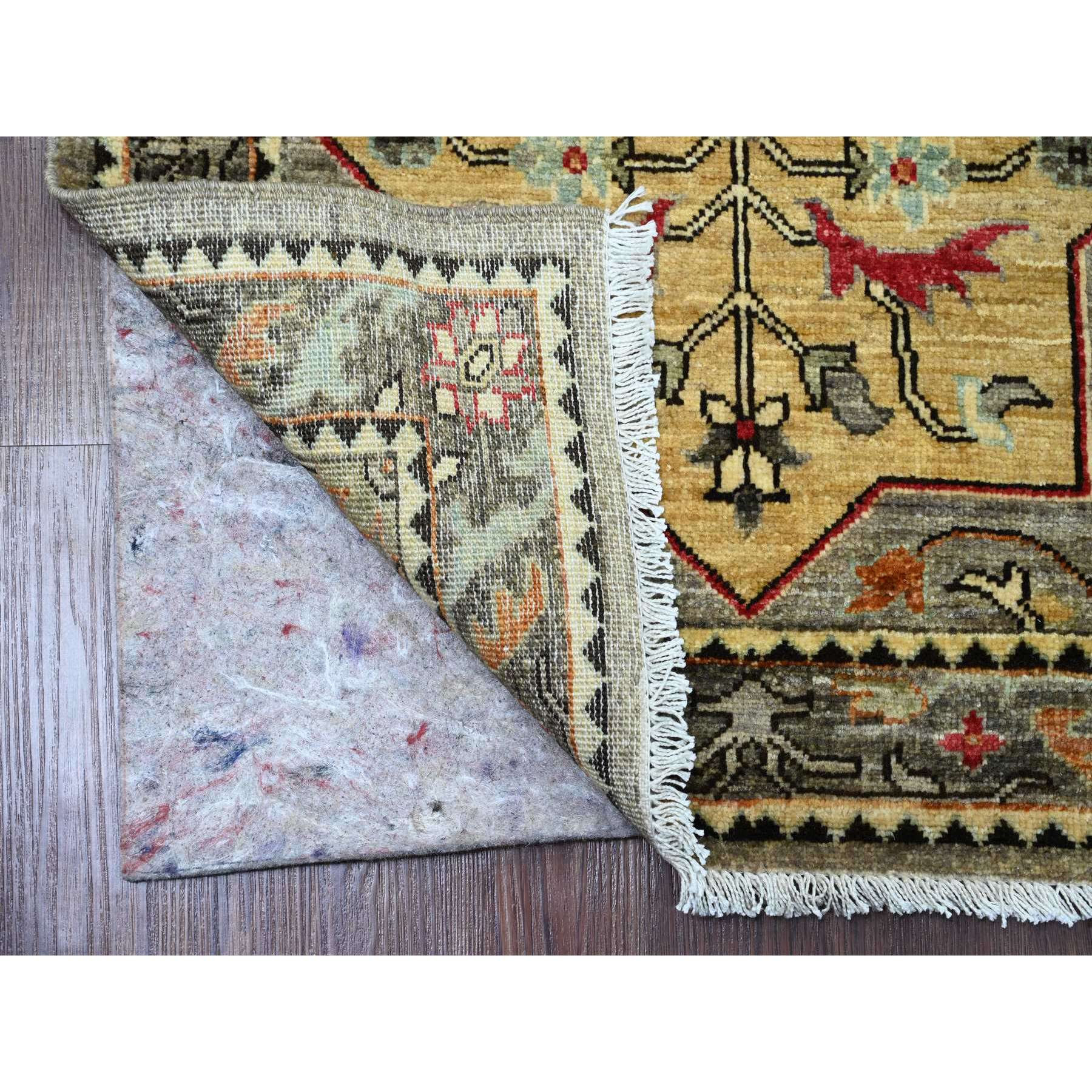 2'6"x5'9" Cloud Gray, Aryana Grade, Afghan Peshawar with Caucasian Akstafa Design, High Mountain Wool, Hand Knotted, Runner, Oriental Rug Sh89913