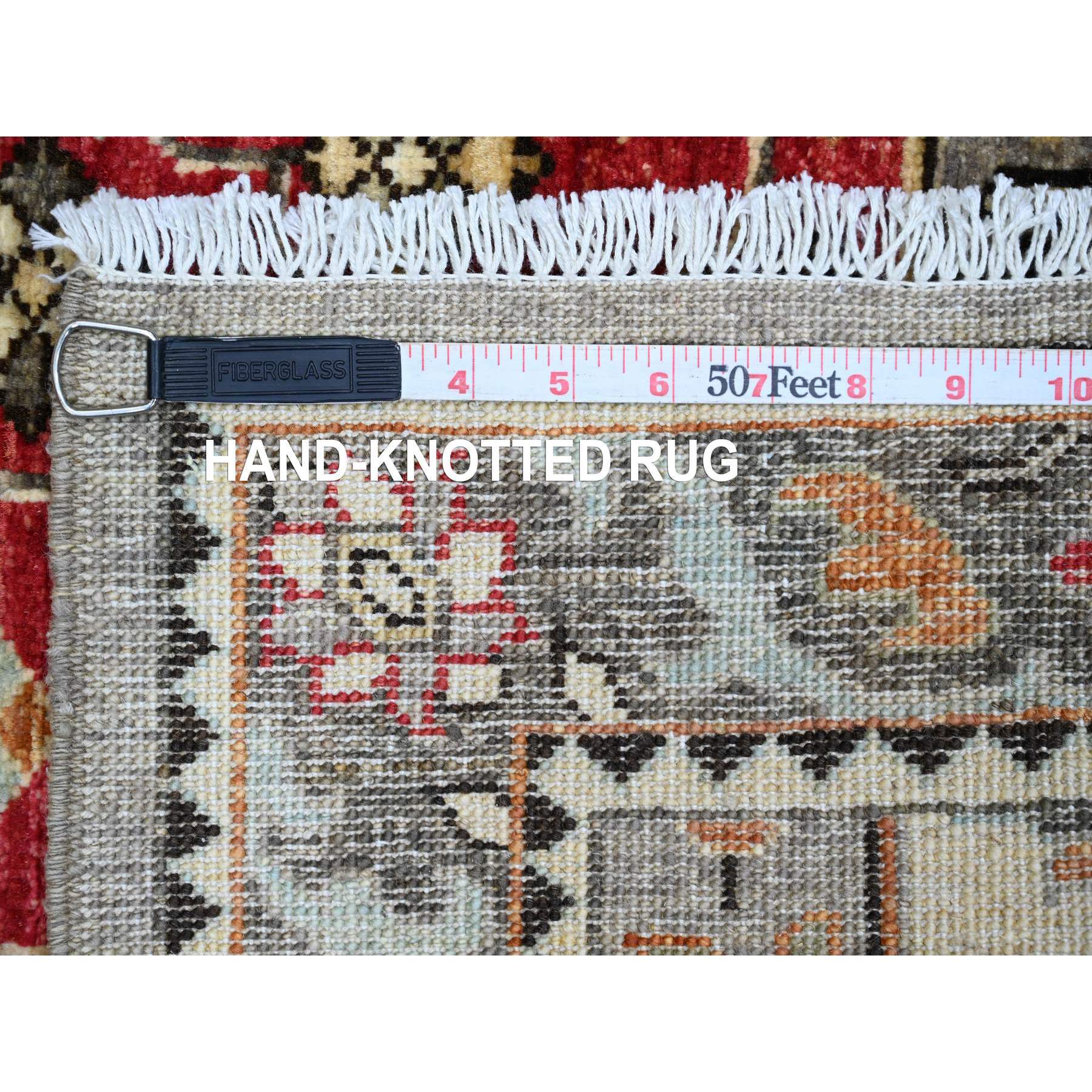 2'6"x5'9" Cloud Gray, Aryana Grade, Afghan Peshawar with Caucasian Akstafa Design, High Mountain Wool, Hand Knotted, Runner, Oriental Rug Sh89913