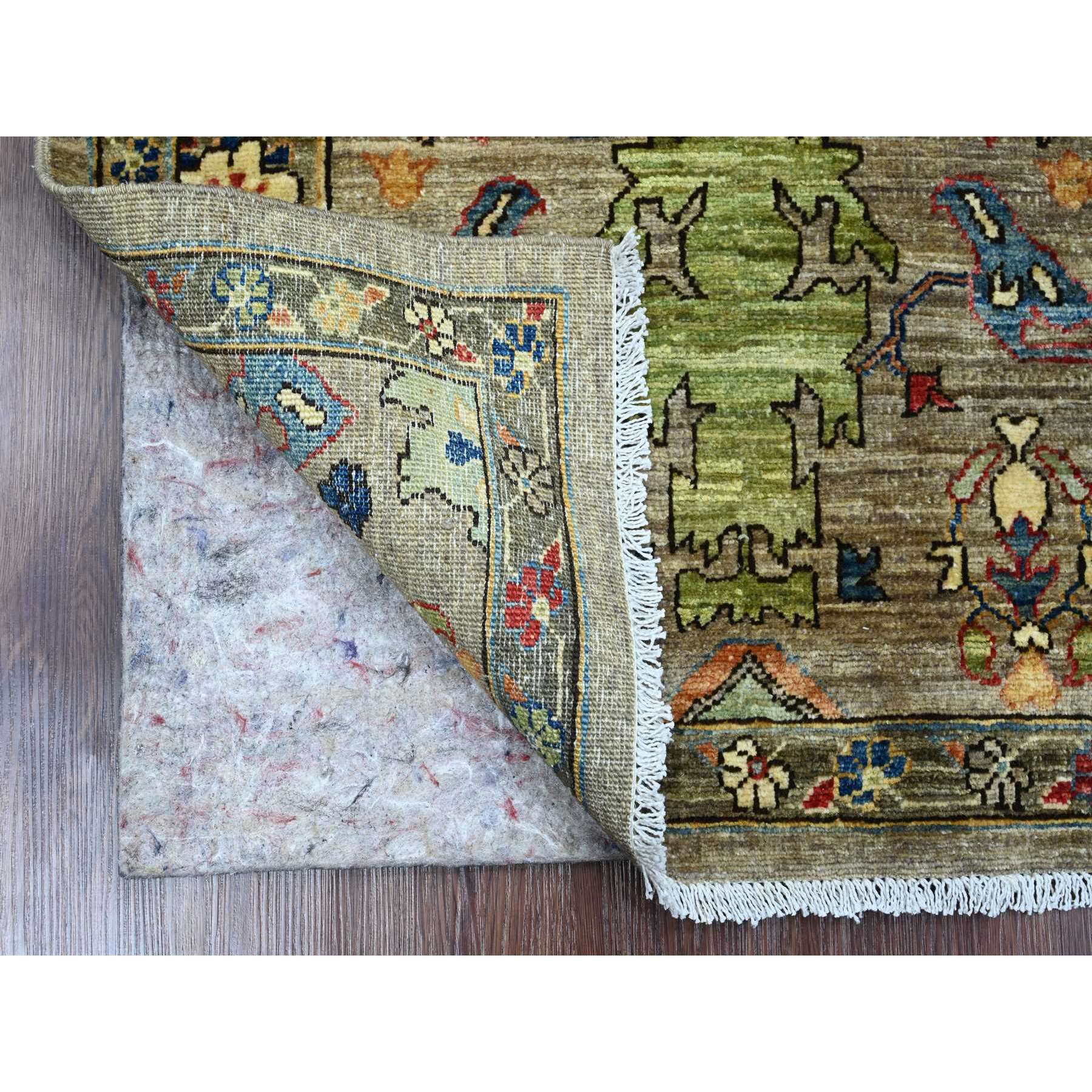 3'x5'10" Fossil Gray, Afghan Peshawar with Heriz All Over Design, Aryana Collection, High Mountain Wool, Hand Knotted, Runner, Oriental Rug Sh89914