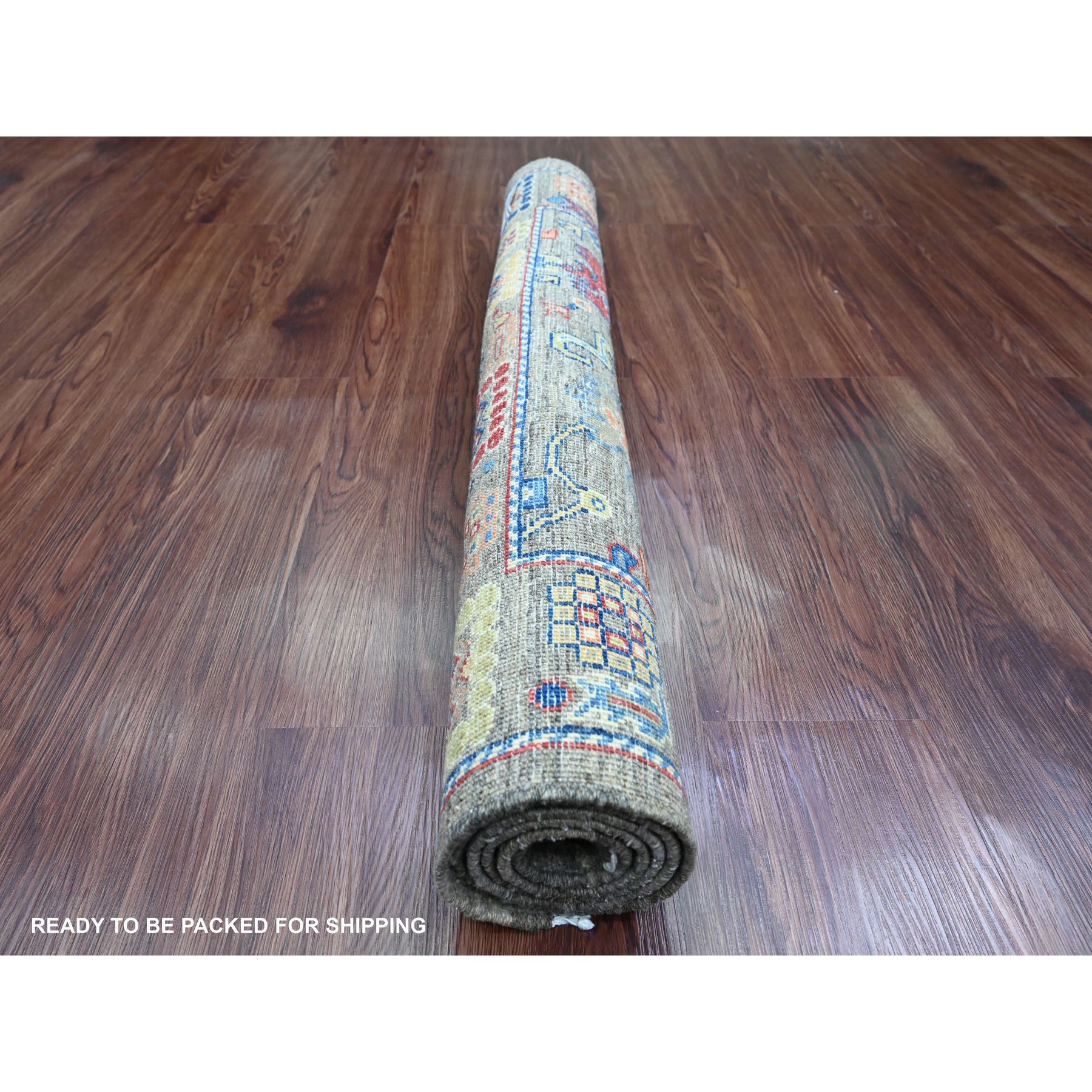 3'1"x5' Nevada Gray, Peshawar with Colorful Ziegler Mahal Design, Aryana Collection, High Mountain Wool, Denser Weave, Hand Knotted, Vegetable Dyes, Oriental Rug Sh89918