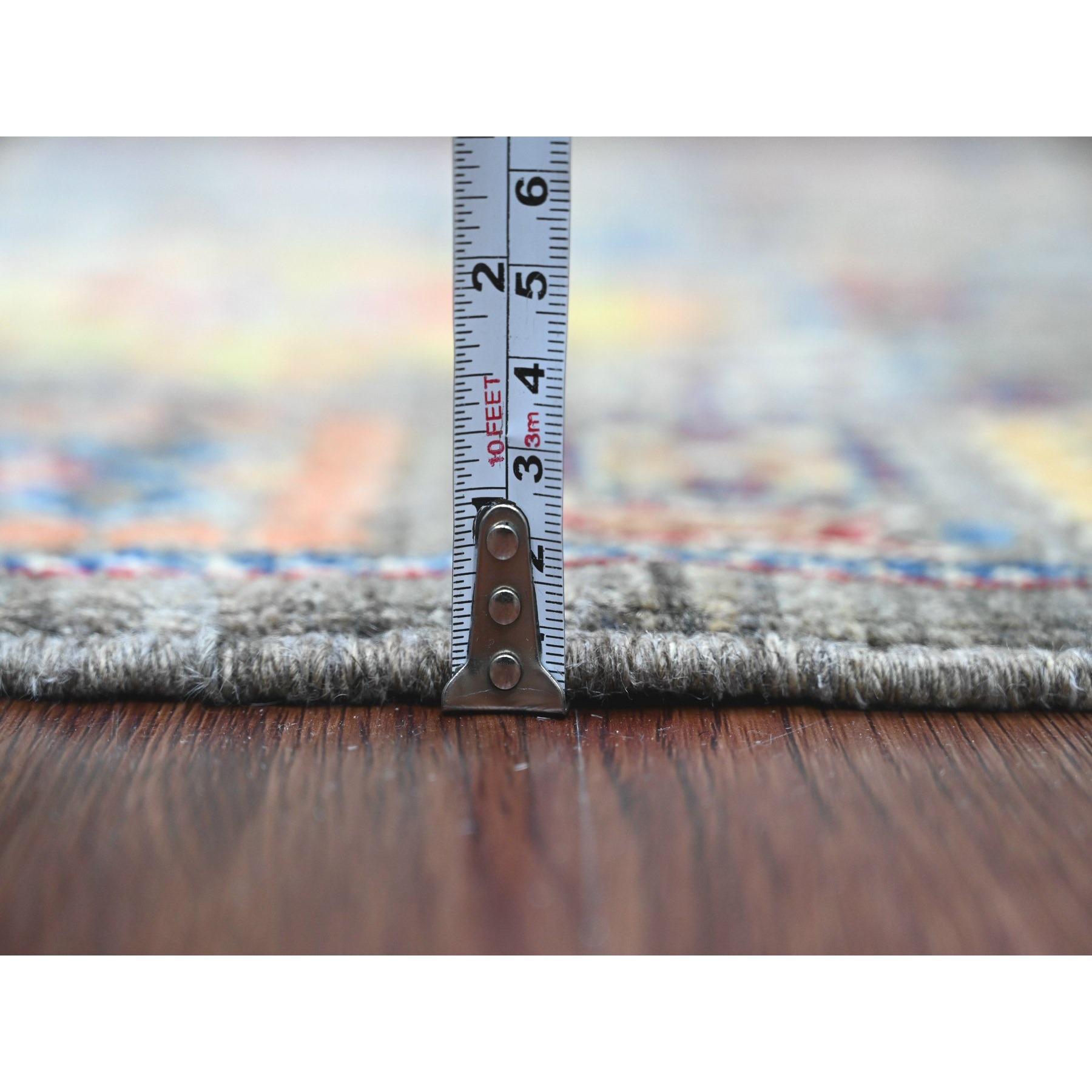 3'1"x5' Nevada Gray, Peshawar with Colorful Ziegler Mahal Design, Aryana Collection, High Mountain Wool, Denser Weave, Hand Knotted, Vegetable Dyes, Oriental Rug Sh89918