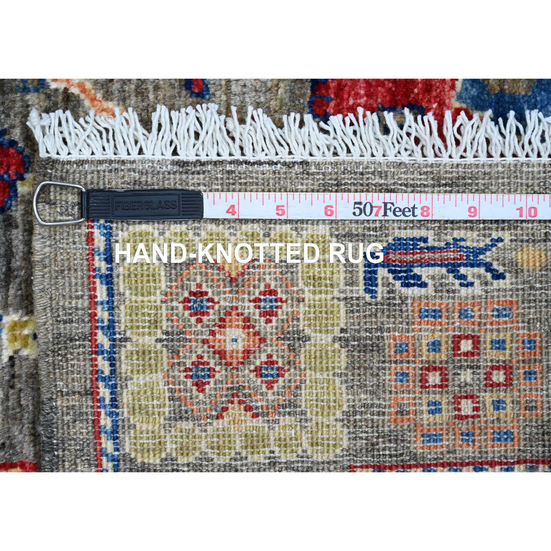 3'1"x5' Nevada Gray, Peshawar with Colorful Ziegler Mahal Design, Aryana Collection, High Mountain Wool, Denser Weave, Hand Knotted, Vegetable Dyes, Oriental Rug Sh89918
