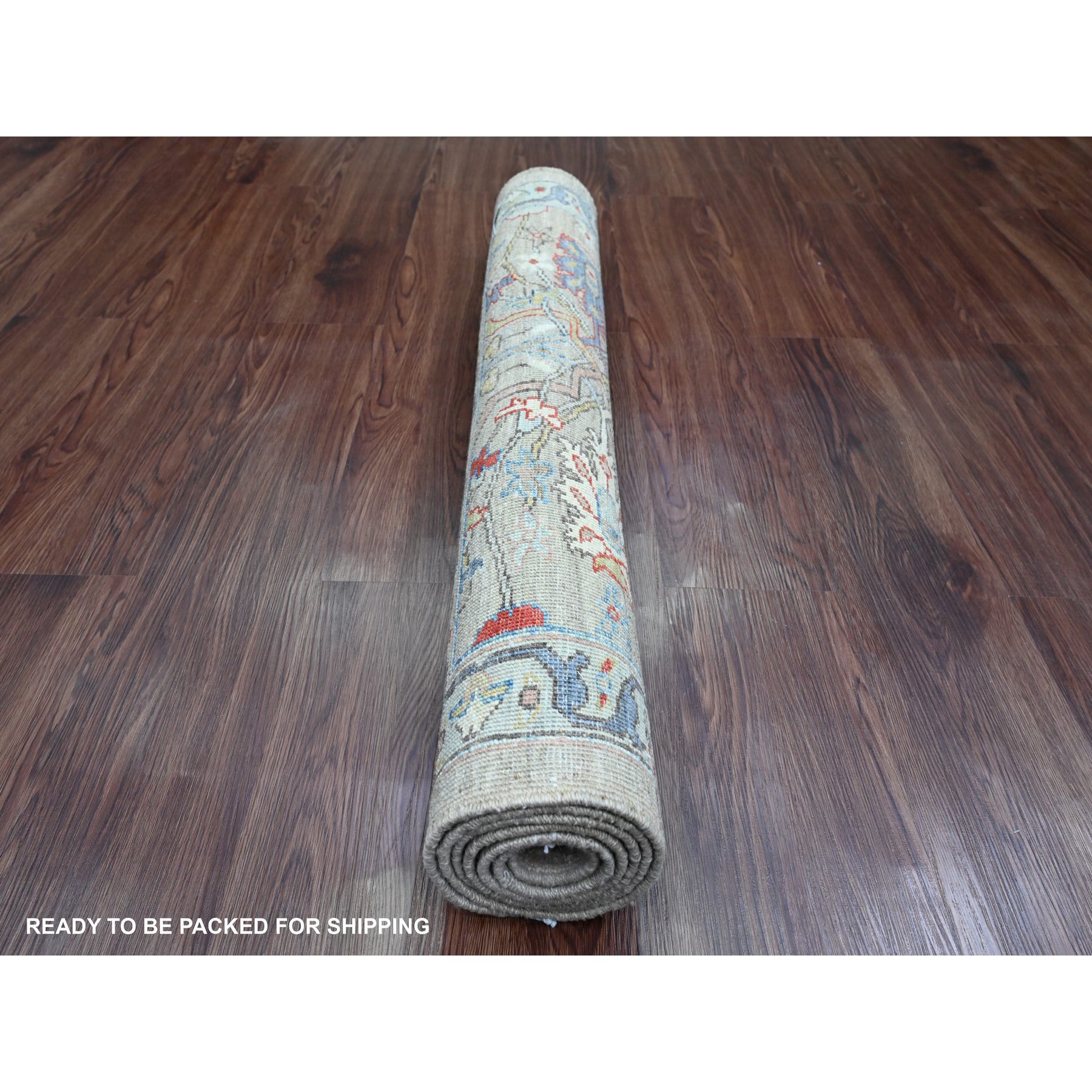 3'1"x6' Oyster Gray, Peshawar with Bijar Garus Design, Aryana Collection, Vegetable Dyes, High Mountain Wool, Hand Knotted, Densely Woven, Runner, Oriental Rug Sh89919