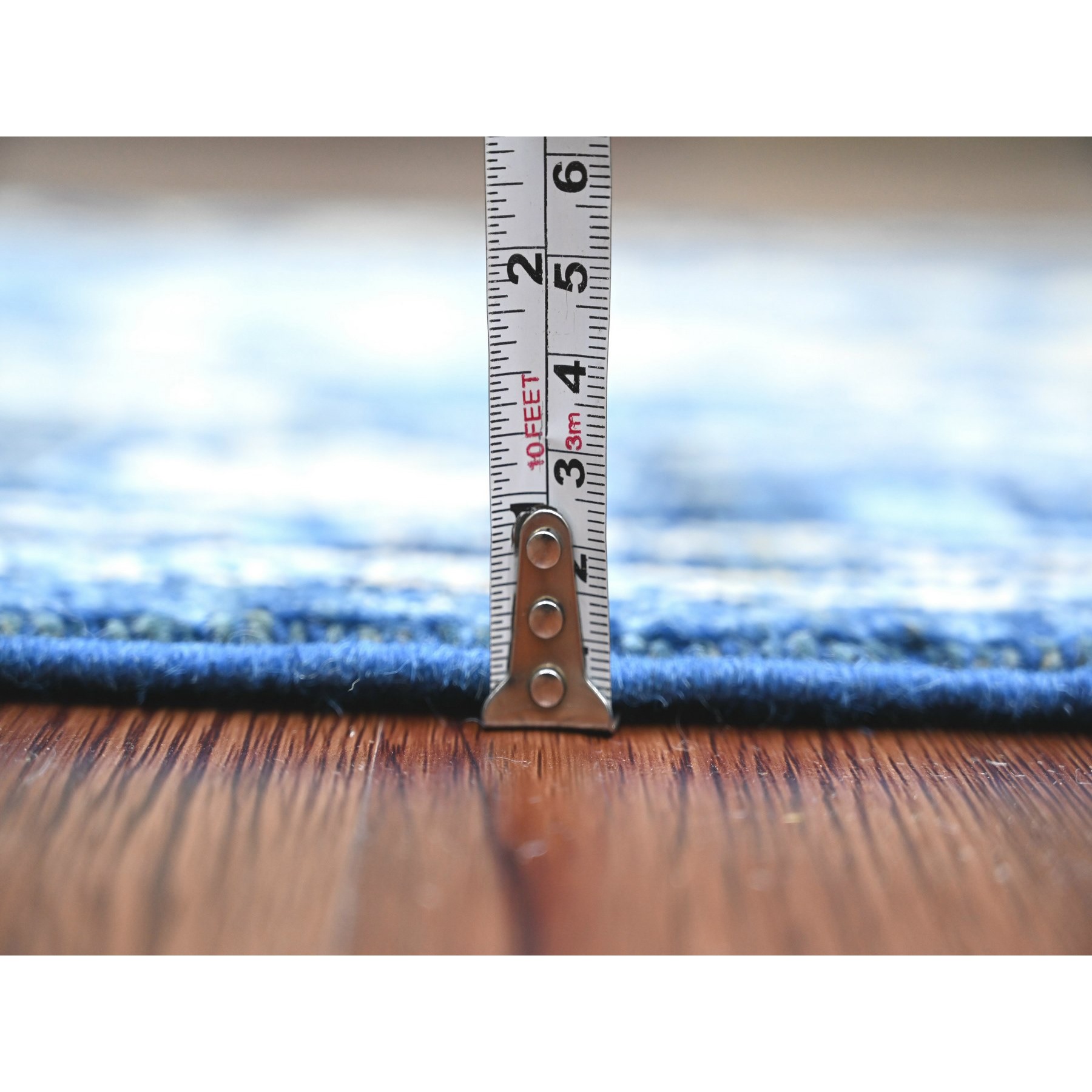 2'9"x19'7" Imperial Blue, Hand Knotted, Afghan Angora Oushak with Large Leaf Design, Vegetable Dyes, 100% Wool, XL Runner, Oriental Rug Sh89920