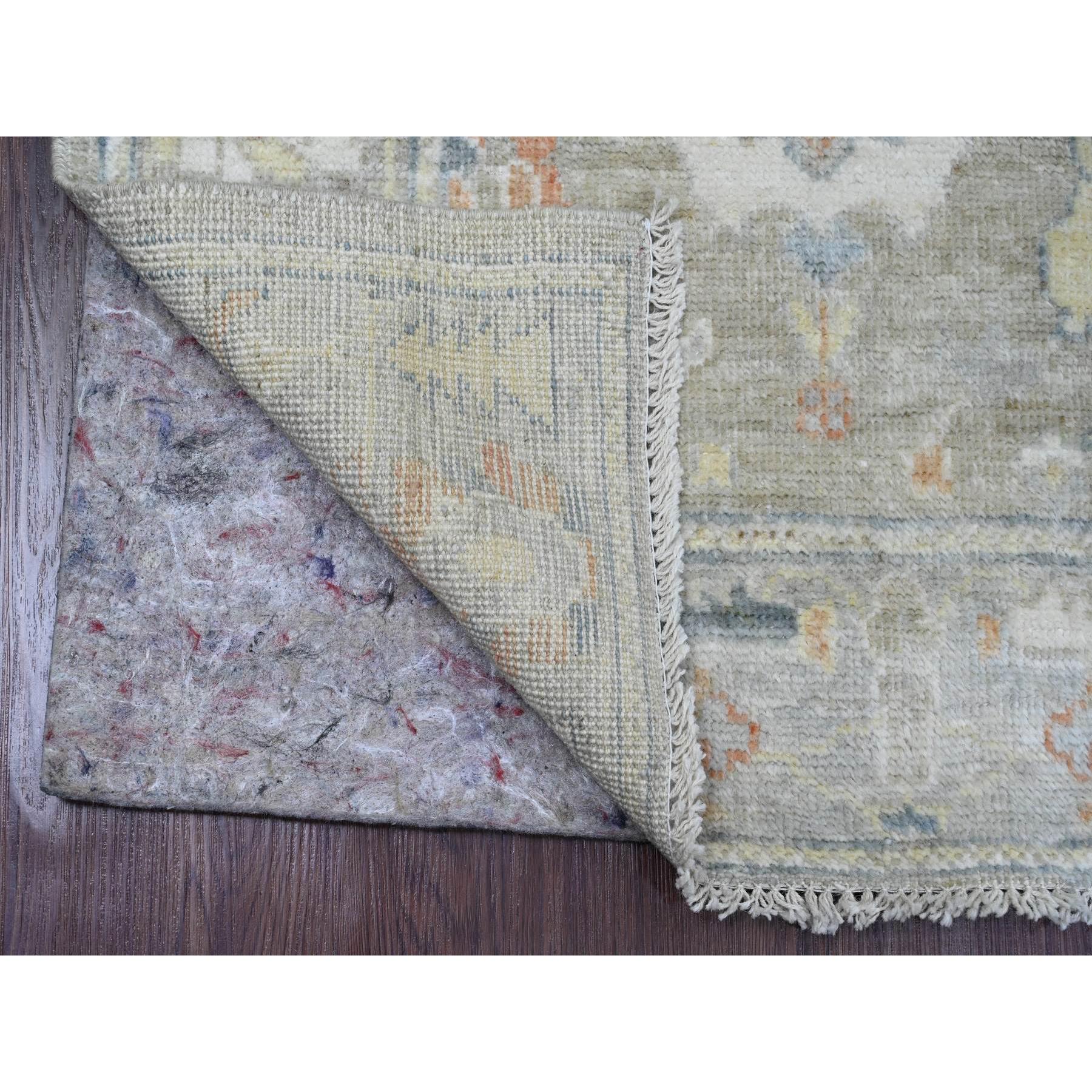 2'8"x11'8" Spanish Gray, 100% Wool, Afghan Angora Oushak with Soft Color Leaf Design, Hand Knotted, Veggie Dyes, Runner, Oriental Rug Sh89922