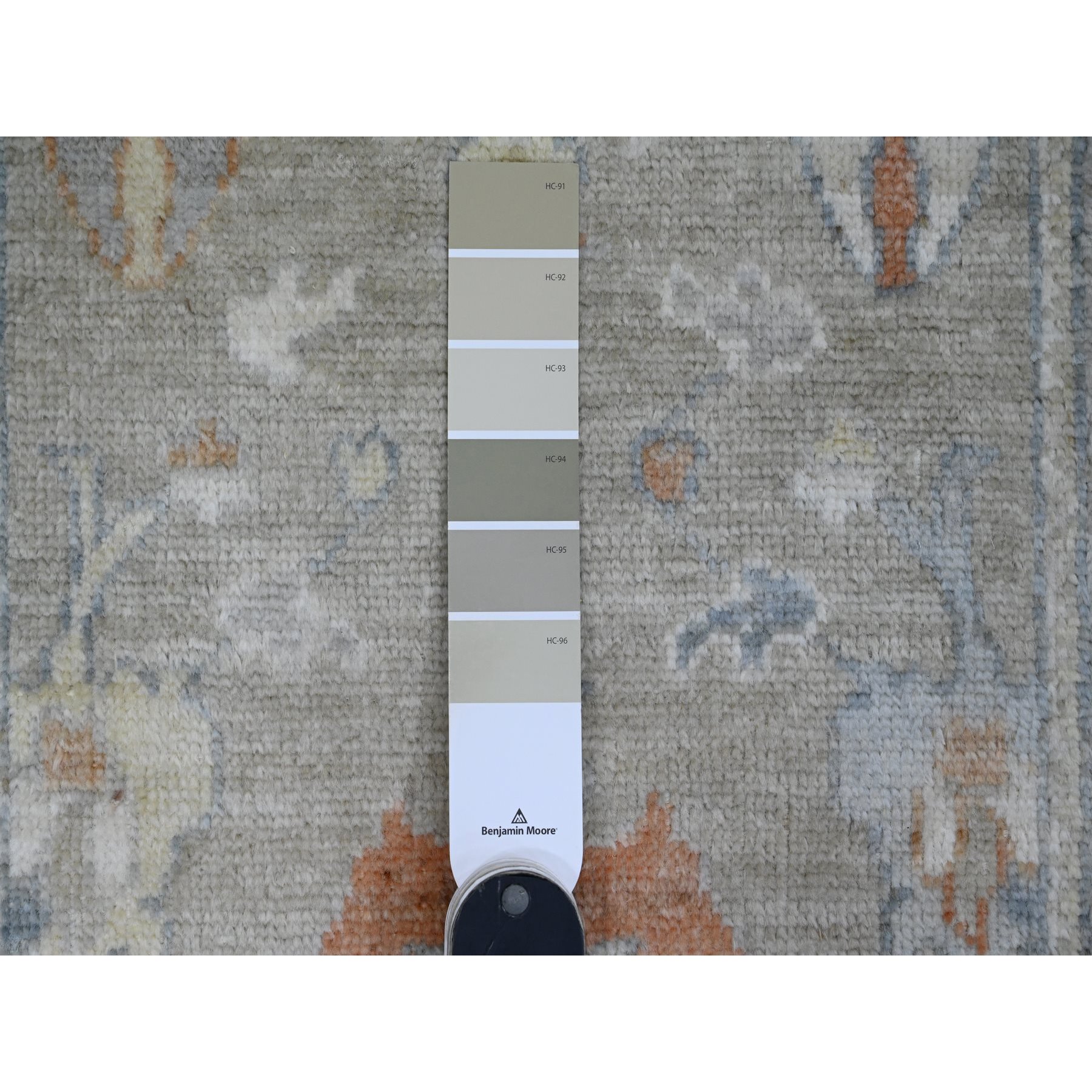 2'8"x11'8" Spanish Gray, 100% Wool, Afghan Angora Oushak with Soft Color Leaf Design, Hand Knotted, Veggie Dyes, Runner, Oriental Rug Sh89922