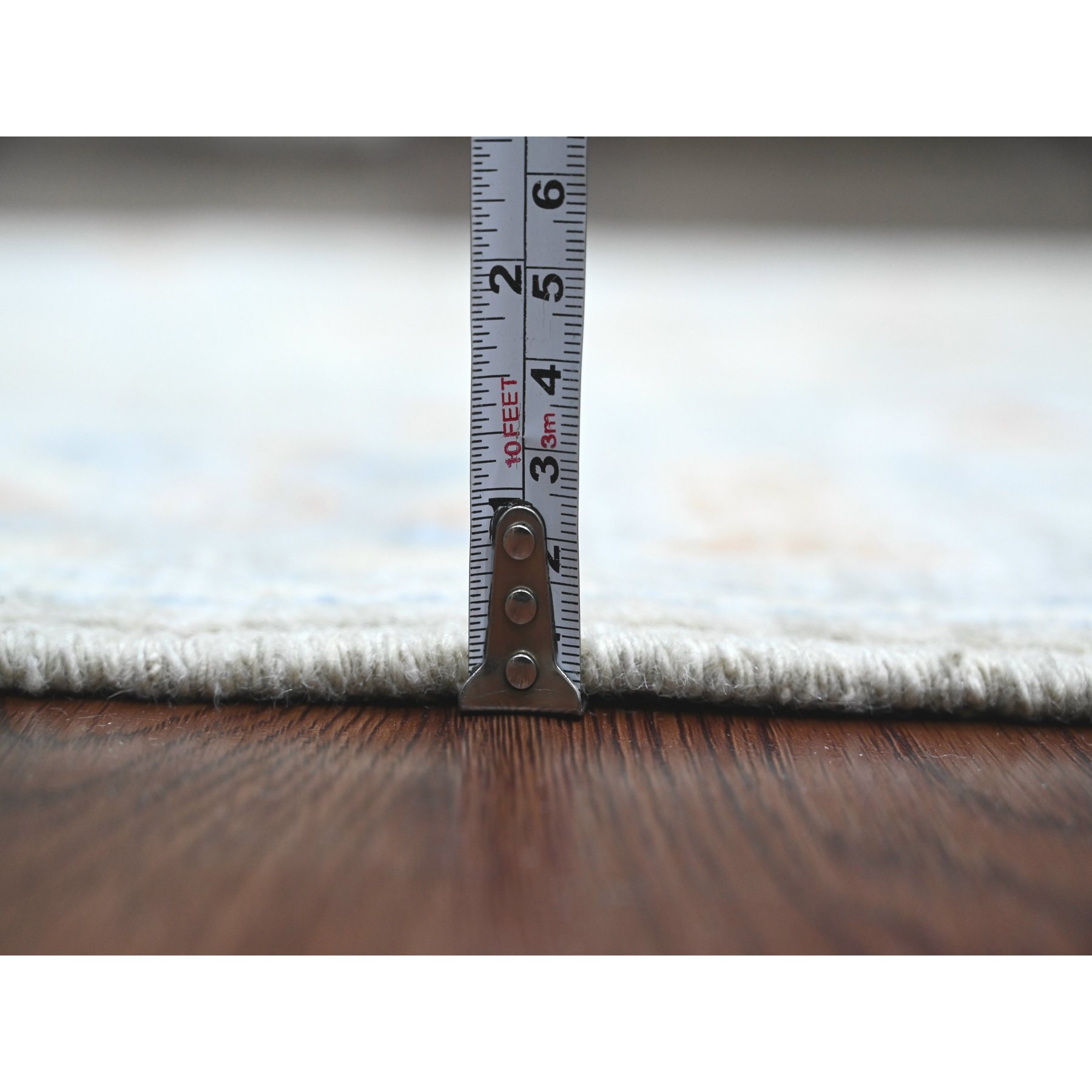 2'8"x11'8" Spanish Gray, 100% Wool, Afghan Angora Oushak with Soft Color Leaf Design, Hand Knotted, Veggie Dyes, Runner, Oriental Rug Sh89922