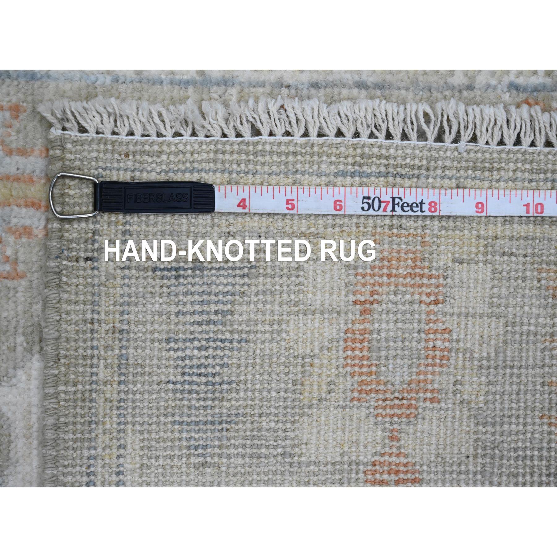 2'8"x11'8" Spanish Gray, 100% Wool, Afghan Angora Oushak with Soft Color Leaf Design, Hand Knotted, Veggie Dyes, Runner, Oriental Rug Sh89922