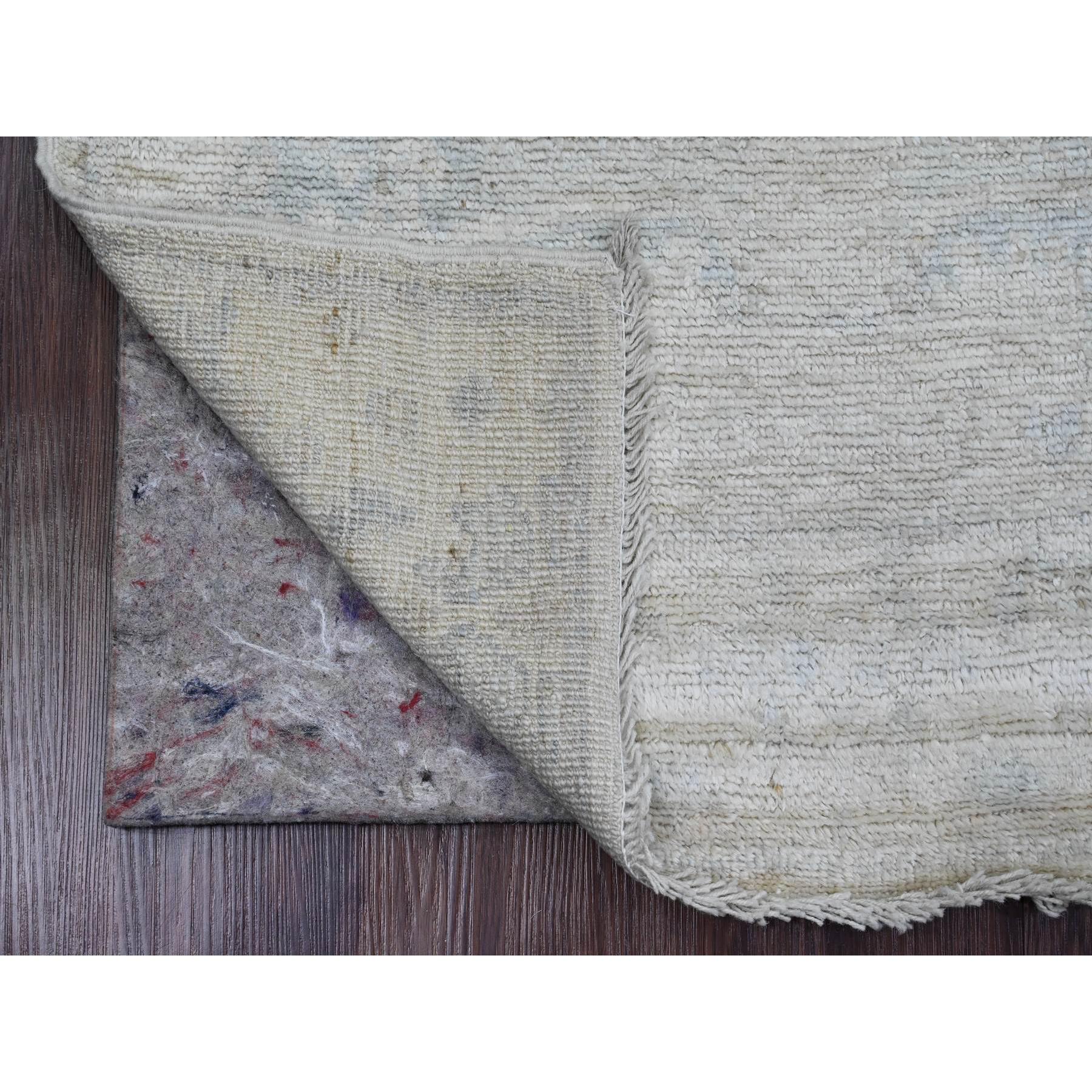 2'8"x7'10" Vista White, Hand Knotted, Afghan Angora Oushak with All Over Design, Pure Wool, Natural Dyes, Runner, Oriental Rug Sh89923