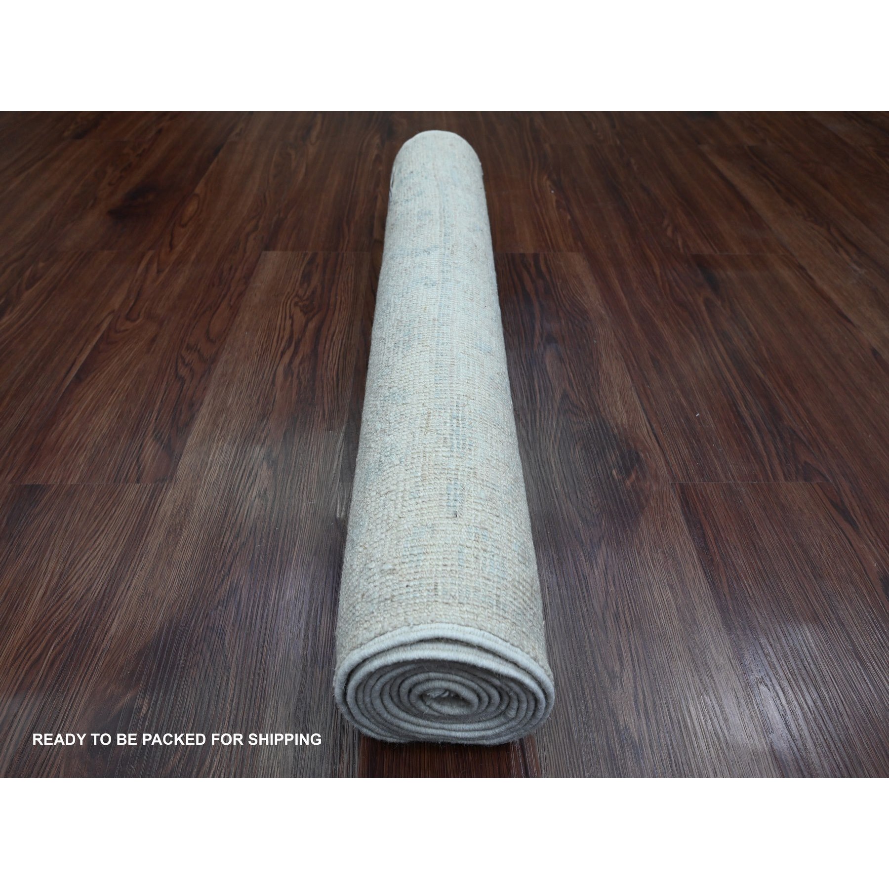 2'8"x7'10" Vista White, Hand Knotted, Afghan Angora Oushak with All Over Design, Pure Wool, Natural Dyes, Runner, Oriental Rug Sh89923