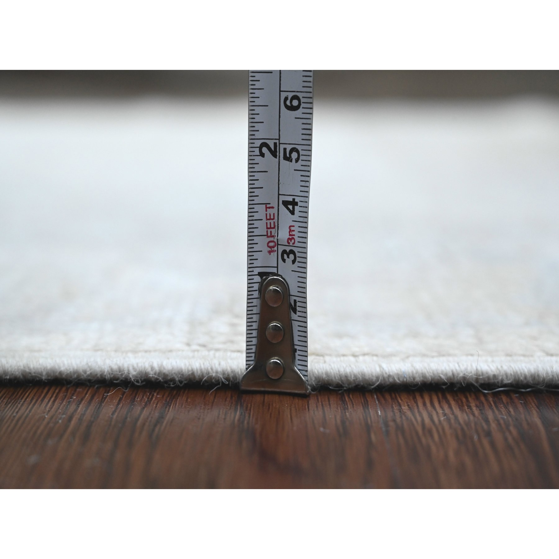 2'8"x7'10" Vista White, Hand Knotted, Afghan Angora Oushak with All Over Design, Pure Wool, Natural Dyes, Runner, Oriental Rug Sh89923