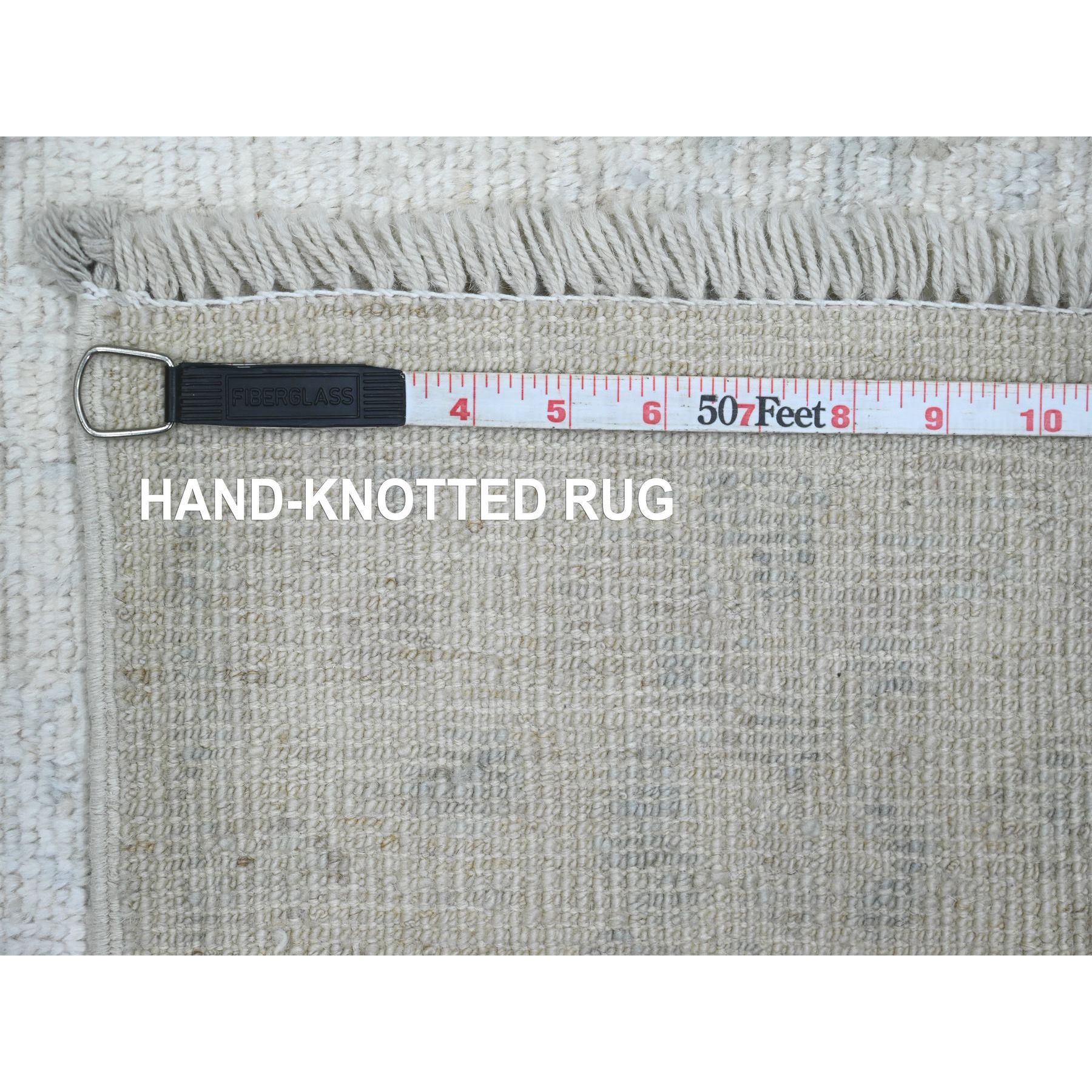 2'8"x7'10" Vista White, Hand Knotted, Afghan Angora Oushak with All Over Design, Pure Wool, Natural Dyes, Runner, Oriental Rug Sh89923