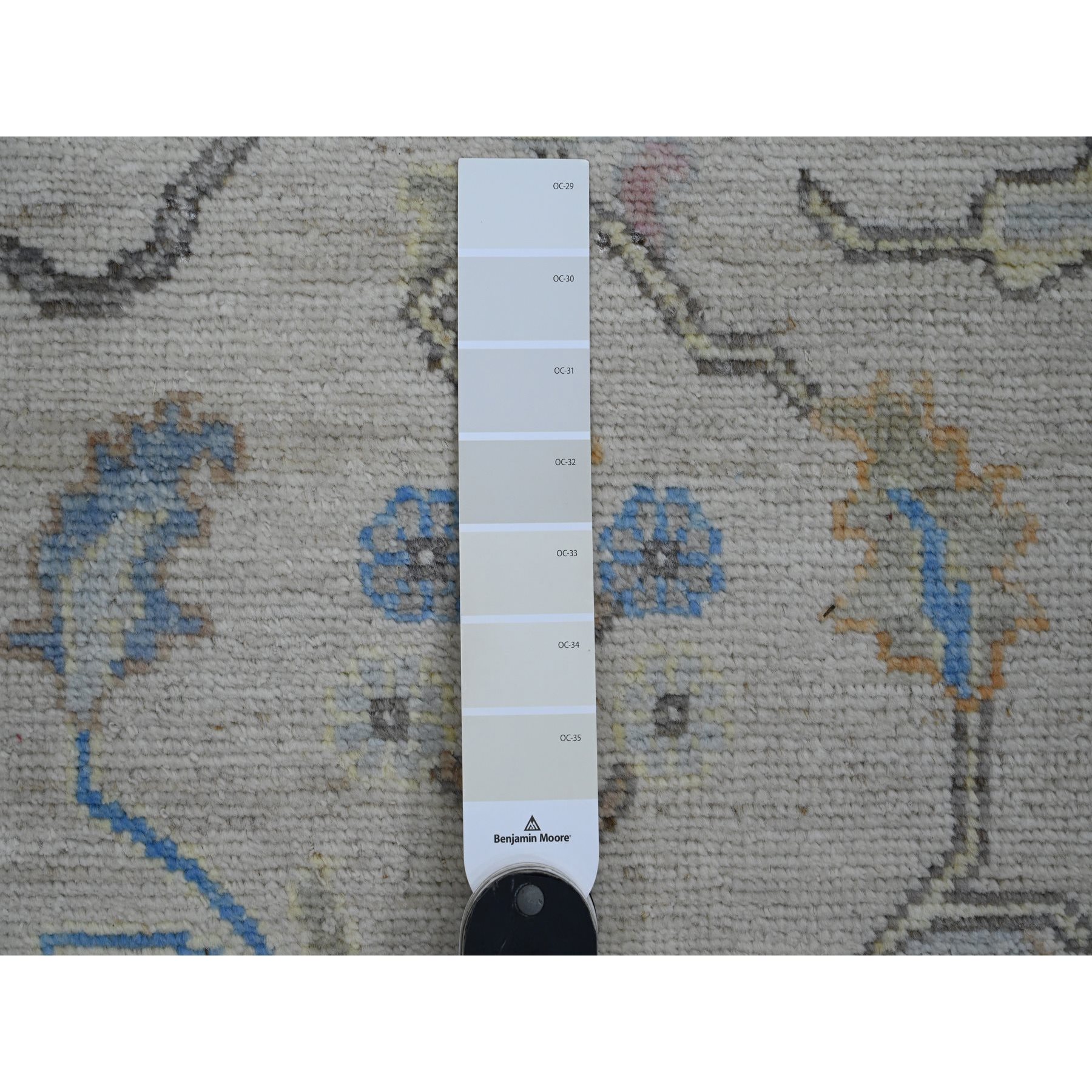 3'x10'1" Chiffon White, Afghan Angora Oushak with Colorful Vines Design, Natural Dyes, Hand Knotted, Pure Wool, Runner, Oriental Rug Sh89926