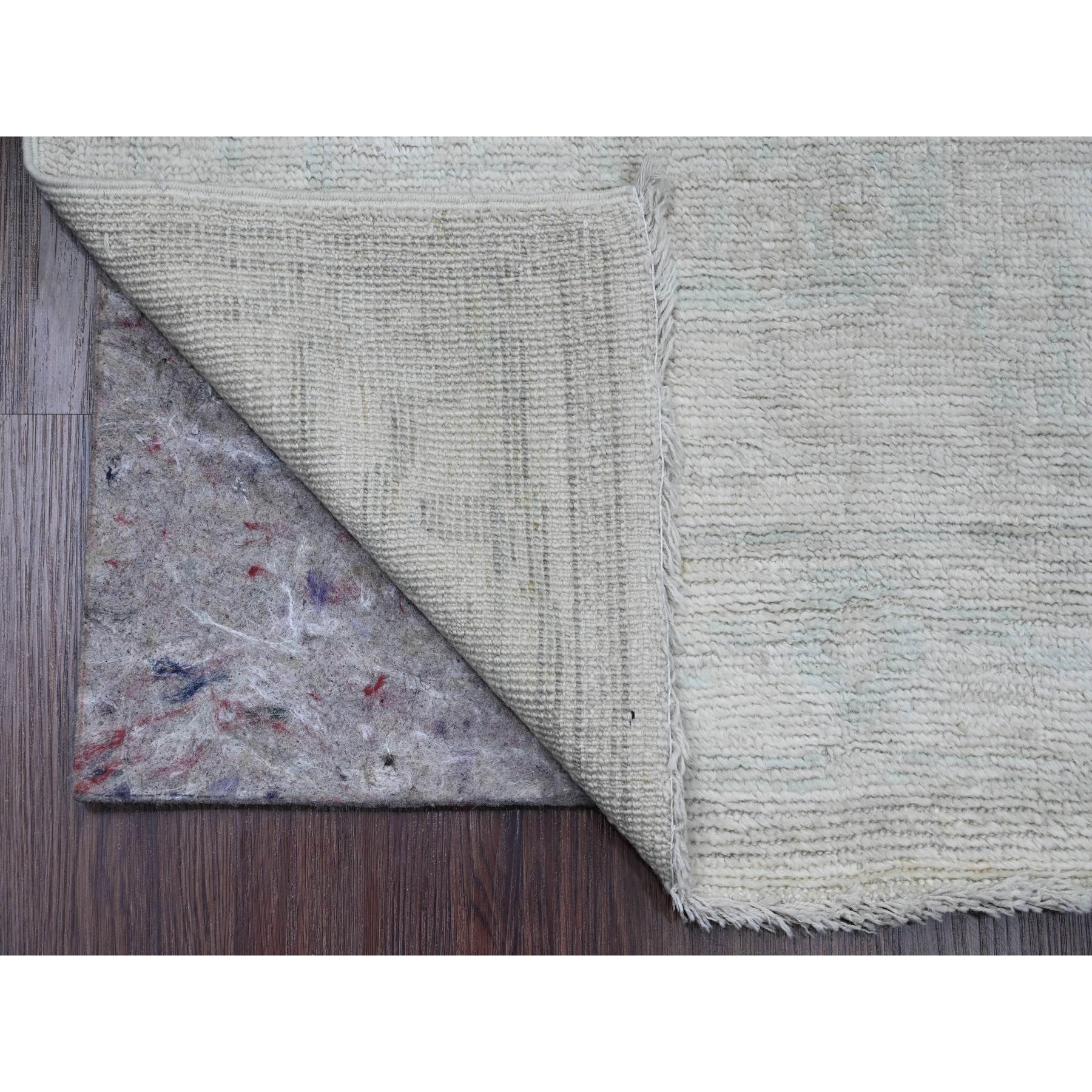 2'7"x11'7" Pearl White, Hand Knotted, Afghan Angora Oushak with All Over Leaf Design, Veggie Dyes, 100% Wool, Runner, Oriental Rug Sh89927