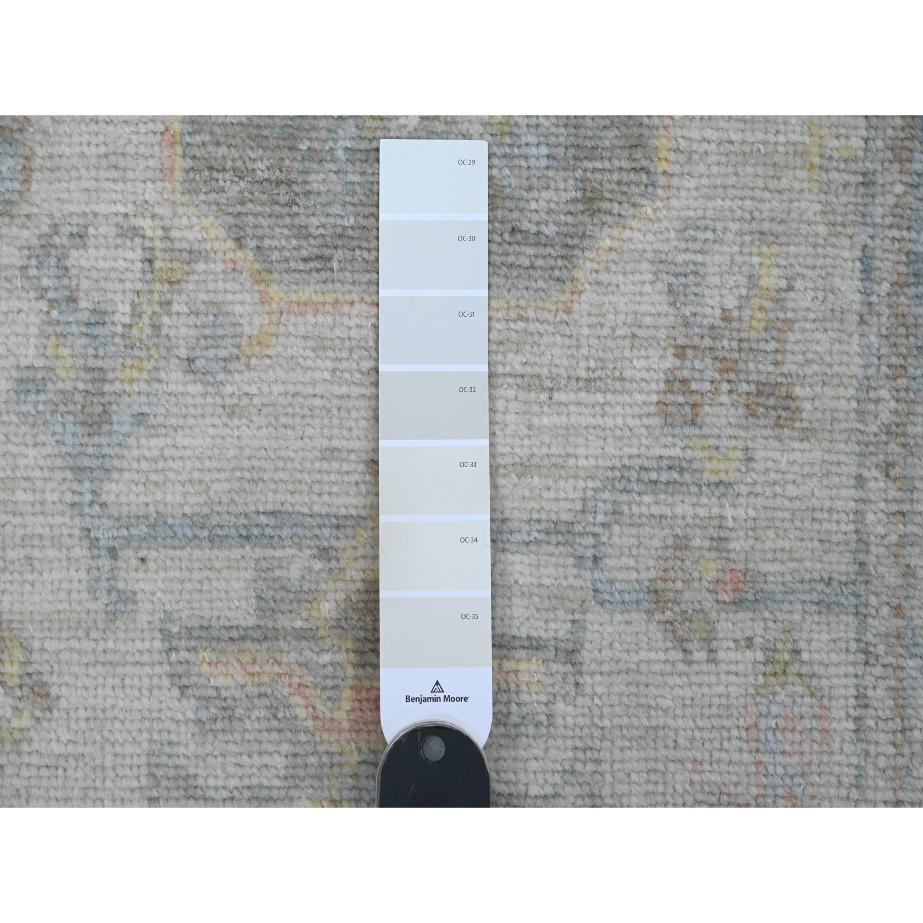 2'10"x15'9" Chiffon White, Hand Knotted, Afghan Angora Oushak with Geometric Leaf Design, Vegetable Dyes, 100% Wool, XL Runner, Oriental Rug Sh89934