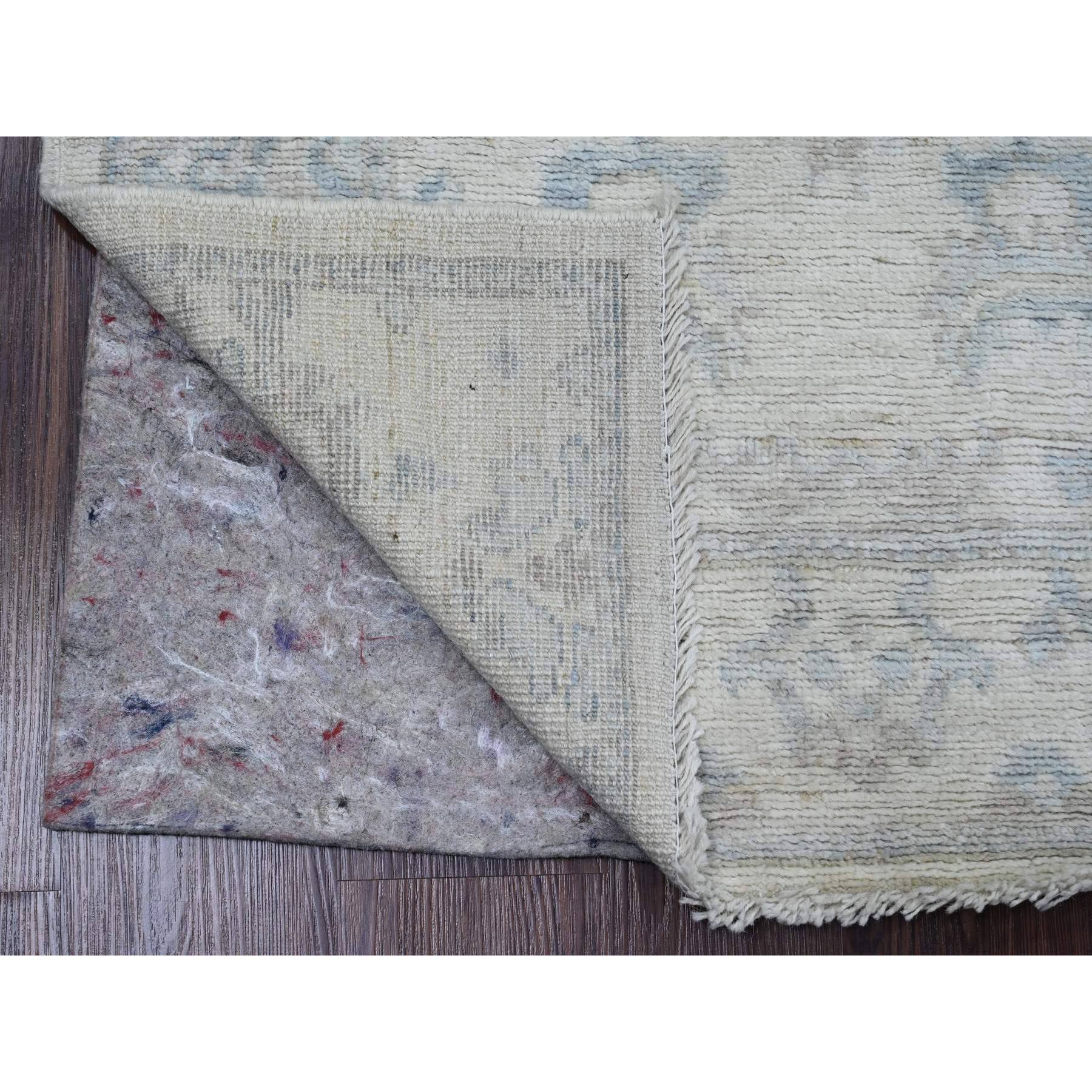 3'x5'10" Daisy White, Hand Knotted, Afghan Angora Oushak with All Over Design, Natural Dyes, Pure Wool, Runner, Oriental Rug Sh89936