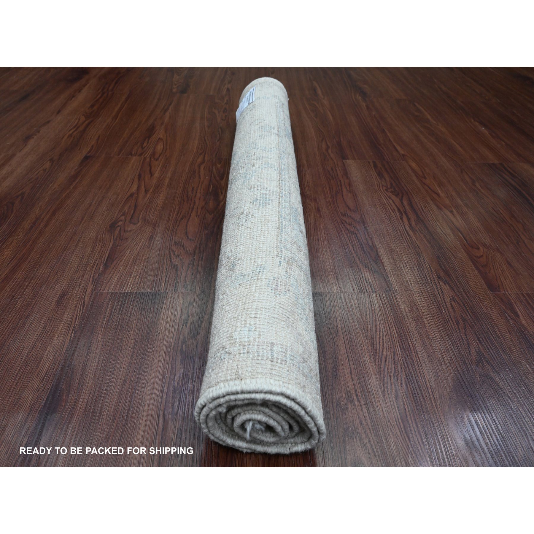 3'x5'10" Daisy White, Hand Knotted, Afghan Angora Oushak with All Over Design, Natural Dyes, Pure Wool, Runner, Oriental Rug Sh89936