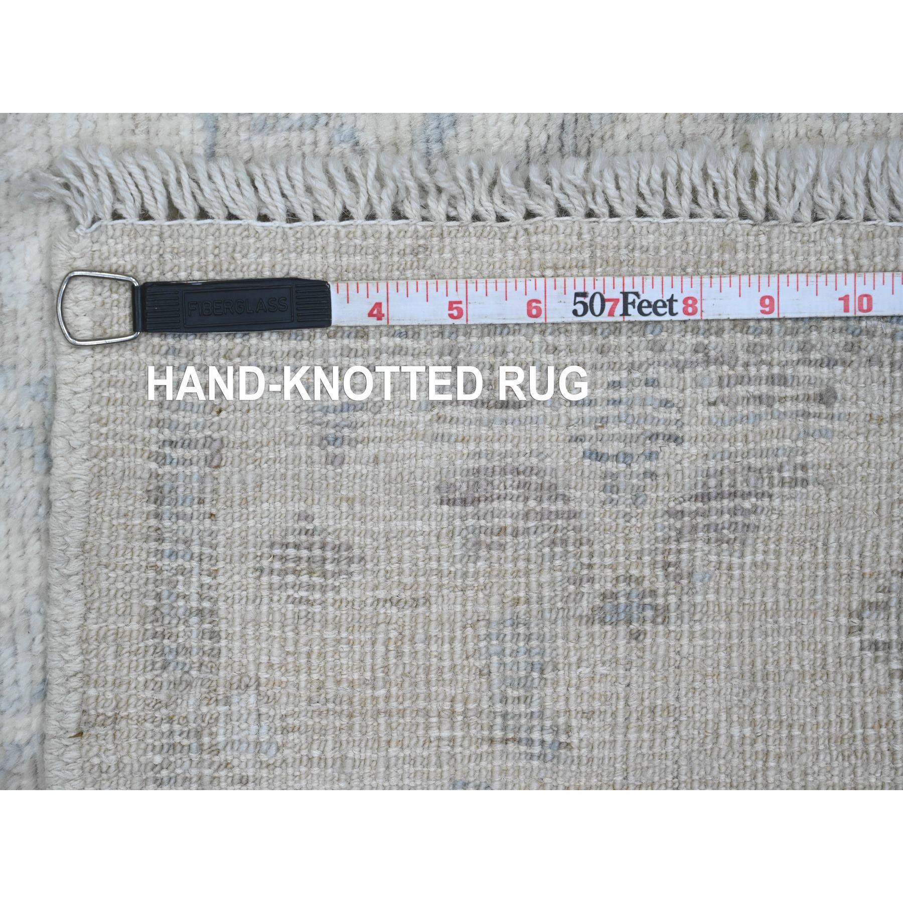 3'x5'10" Daisy White, Hand Knotted, Afghan Angora Oushak with All Over Design, Natural Dyes, Pure Wool, Runner, Oriental Rug Sh89936