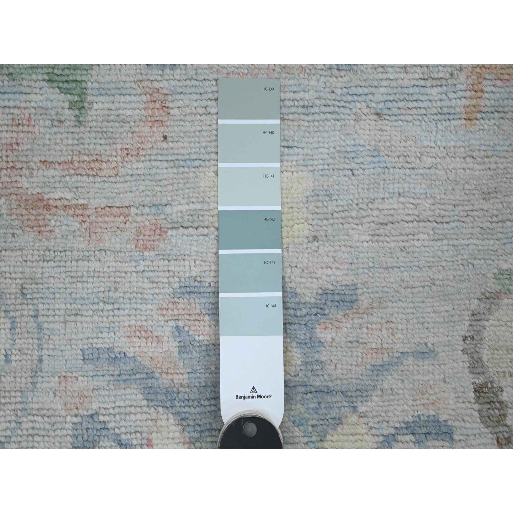 3'1"x10' Misty Gray, Hand Knotted, Afghan Angora Oushak with Soft Color Leaf Design, 100% Wool, Veggie Dyes, Runner, Oriental Rug Sh89940