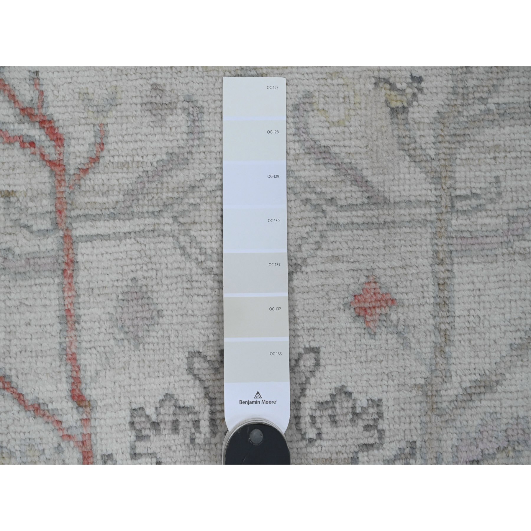 3'x22'5" Bone White, Afghan Angora Oushak with All Over Leaf Design, Vegetable Dyes, 100% Wool, Hand Knotted, XL Runner, Oriental Rug Sh89944