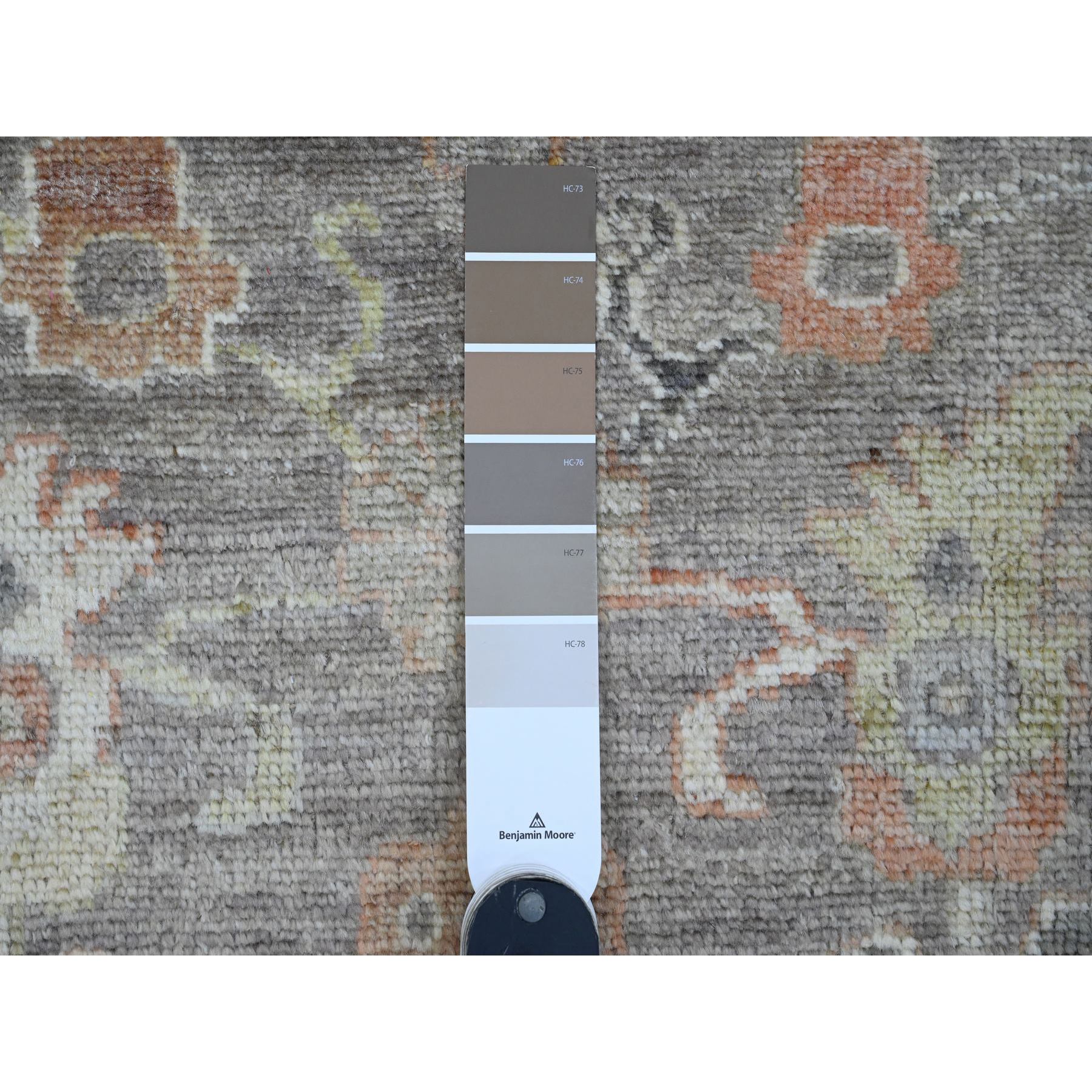 3'2"x23'7" Cedar Brown, Hand Knotted, Afghan Angora Oushak with All Over Leaf Design, Vegetable Dyes, 100% Wool, XL Runner, Oriental Rug Sh89950