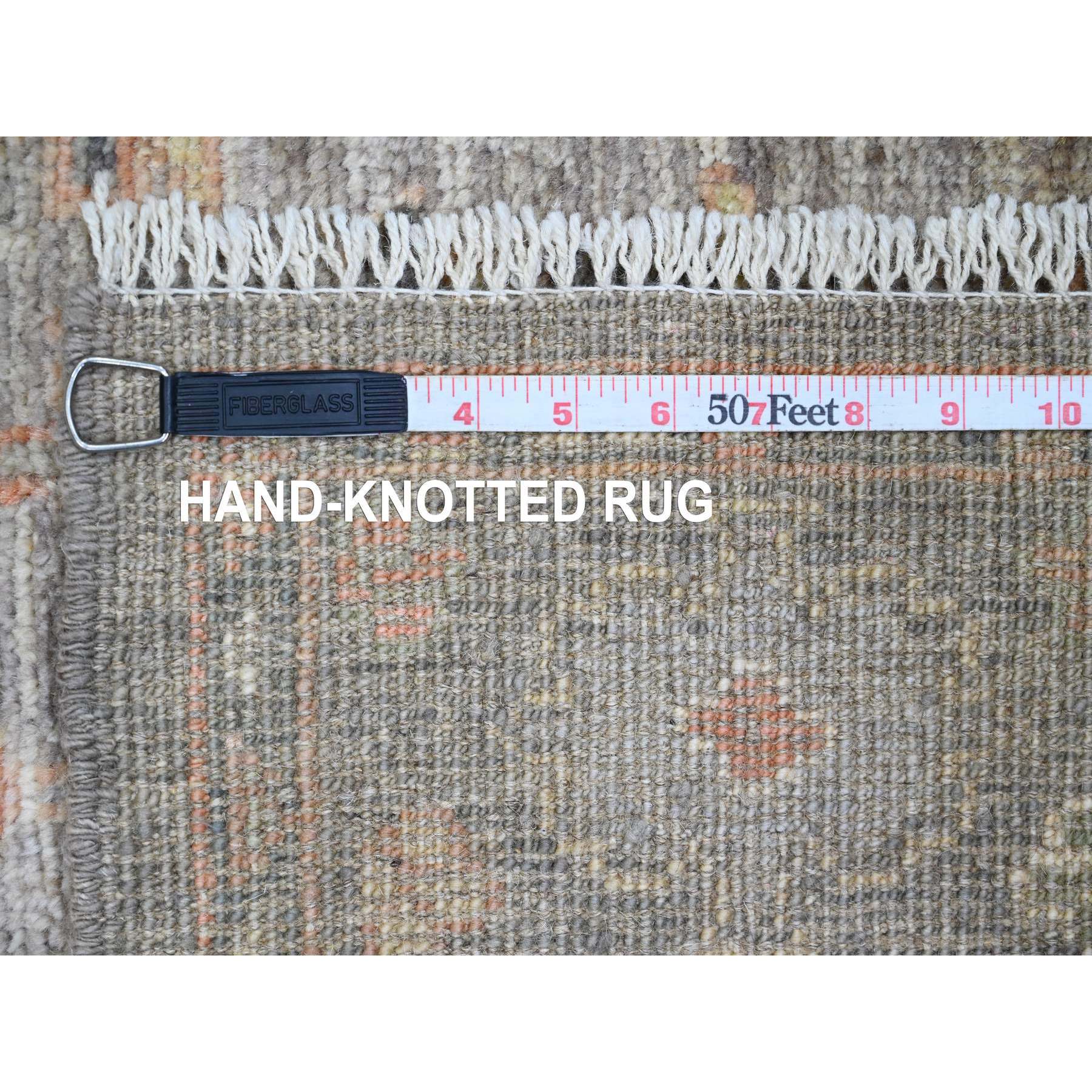 3'2"x23'7" Cedar Brown, Hand Knotted, Afghan Angora Oushak with All Over Leaf Design, Vegetable Dyes, 100% Wool, XL Runner, Oriental Rug Sh89950