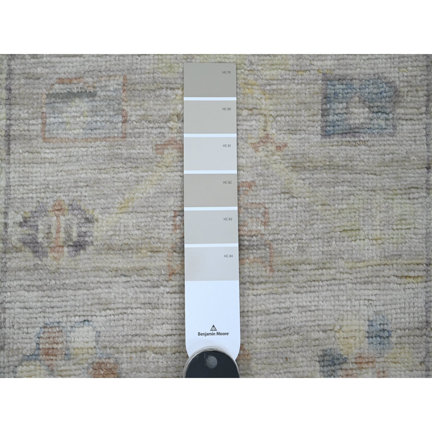 2'8"x5'7" Oyster Gray, Afghan Angora Oushak with All Over Leaf Design, Vegetable Dyes, Pure Wool, Hand Knotted, Short Runner, Oriental Rug Sh89955