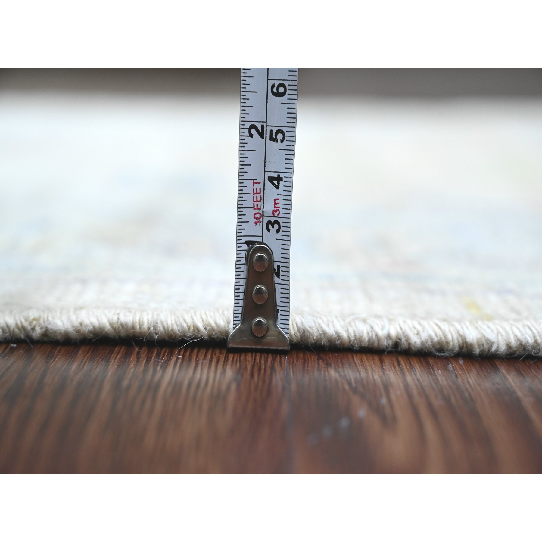 2'8"x5'7" Oyster Gray, Afghan Angora Oushak with All Over Leaf Design, Vegetable Dyes, Pure Wool, Hand Knotted, Short Runner, Oriental Rug Sh89955