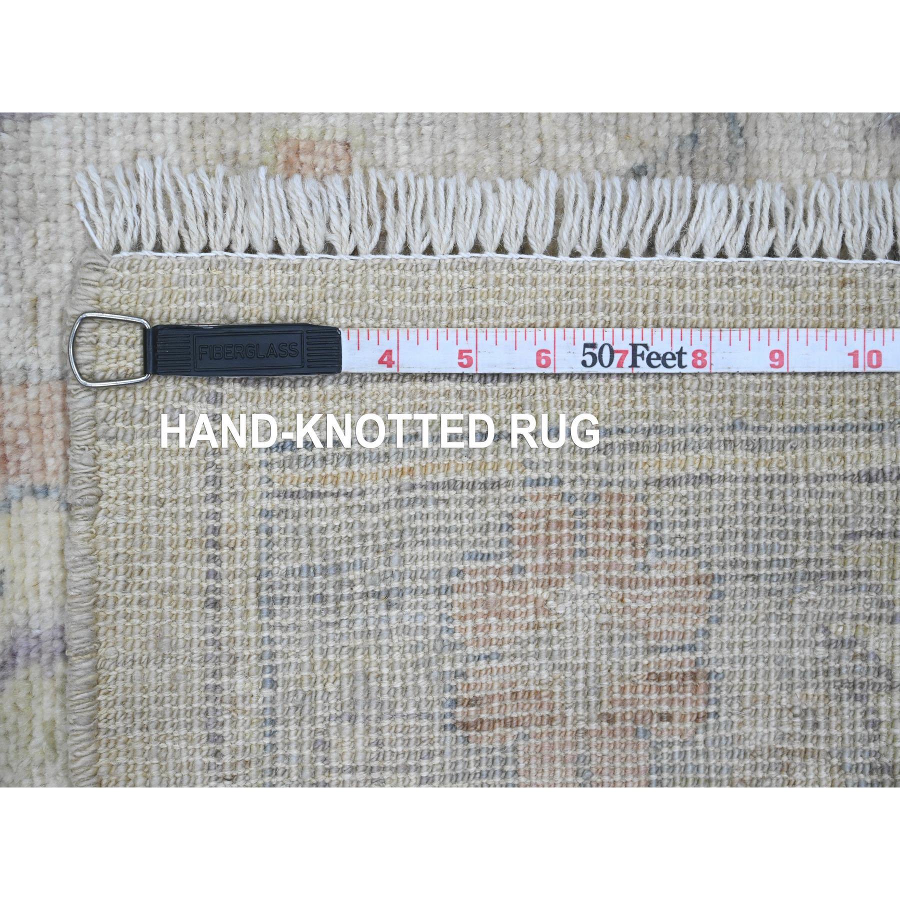 2'8"x5'7" Oyster Gray, Afghan Angora Oushak with All Over Leaf Design, Vegetable Dyes, Pure Wool, Hand Knotted, Short Runner, Oriental Rug Sh89955