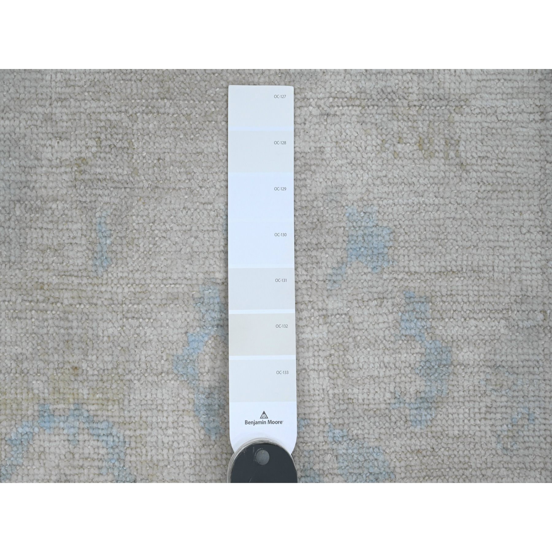 2'7"x9'10" Cotton White, Afghan Angora Oushak with All Over Leaf Design, Natural Dyes, Hand Knotted, 100% Wool, Runner, Oriental Rug Sh89957