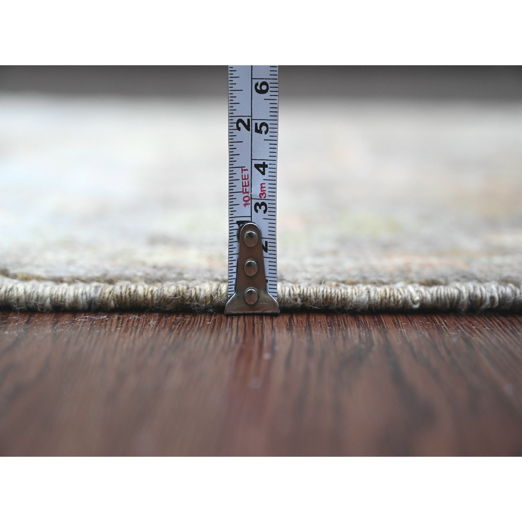 3'1"x5'10" Coffee Brown, Afghan Angora Oushak with Soft Color Leaf Design, Vegetable Dyes, Hand Knotted, 100% Wool, Runner, Oriental Rug Sh89962