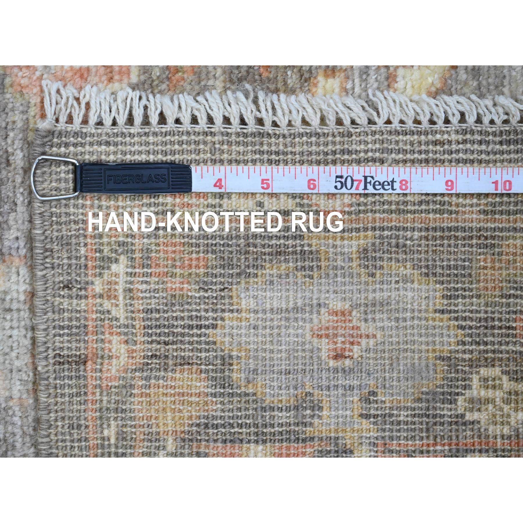 3'1"x5'10" Coffee Brown, Afghan Angora Oushak with Soft Color Leaf Design, Vegetable Dyes, Hand Knotted, 100% Wool, Runner, Oriental Rug Sh89962