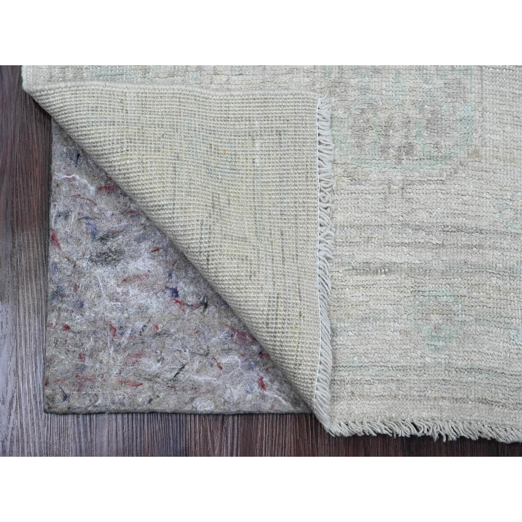 2'8"x9'7" Battleship Gray, Hand Knotted, Afghan Angora Oushak with All Over Leaf Design, Natural Dyes, 100% Wool, Runner, Oriental Rug Sh89964