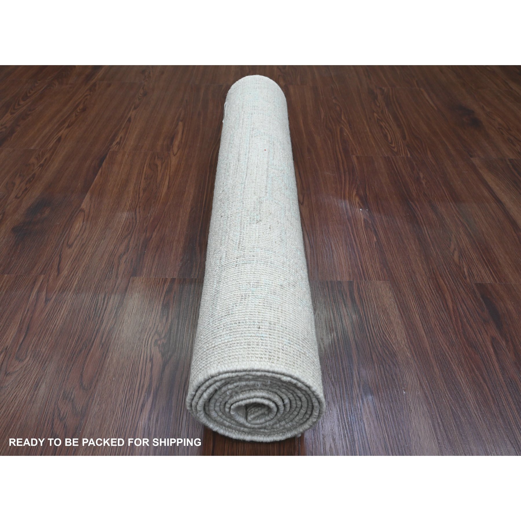 2'8"x9'7" Battleship Gray, Hand Knotted, Afghan Angora Oushak with All Over Leaf Design, Natural Dyes, 100% Wool, Runner, Oriental Rug Sh89964