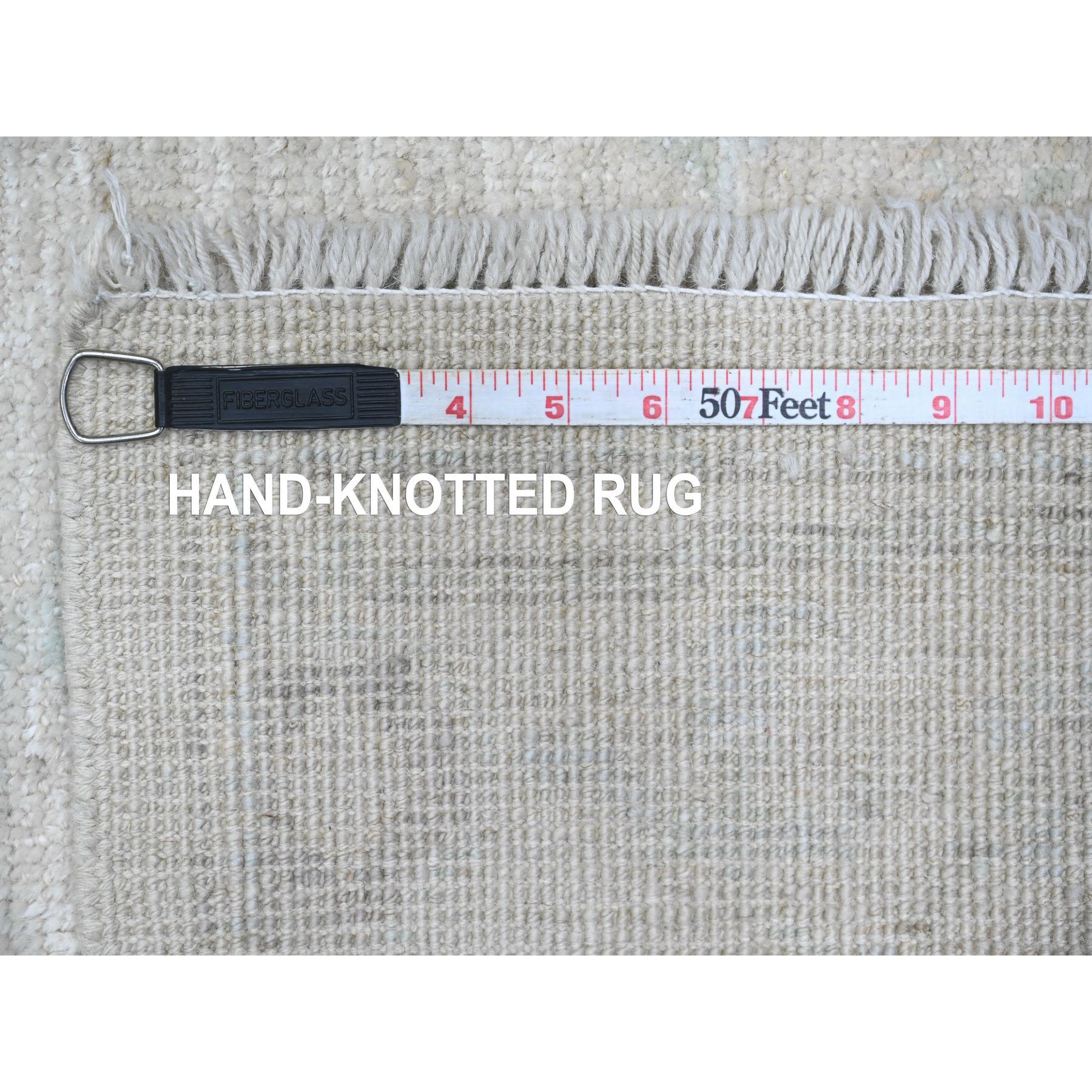 2'8"x9'7" Battleship Gray, Hand Knotted, Afghan Angora Oushak with All Over Leaf Design, Natural Dyes, 100% Wool, Runner, Oriental Rug Sh89964