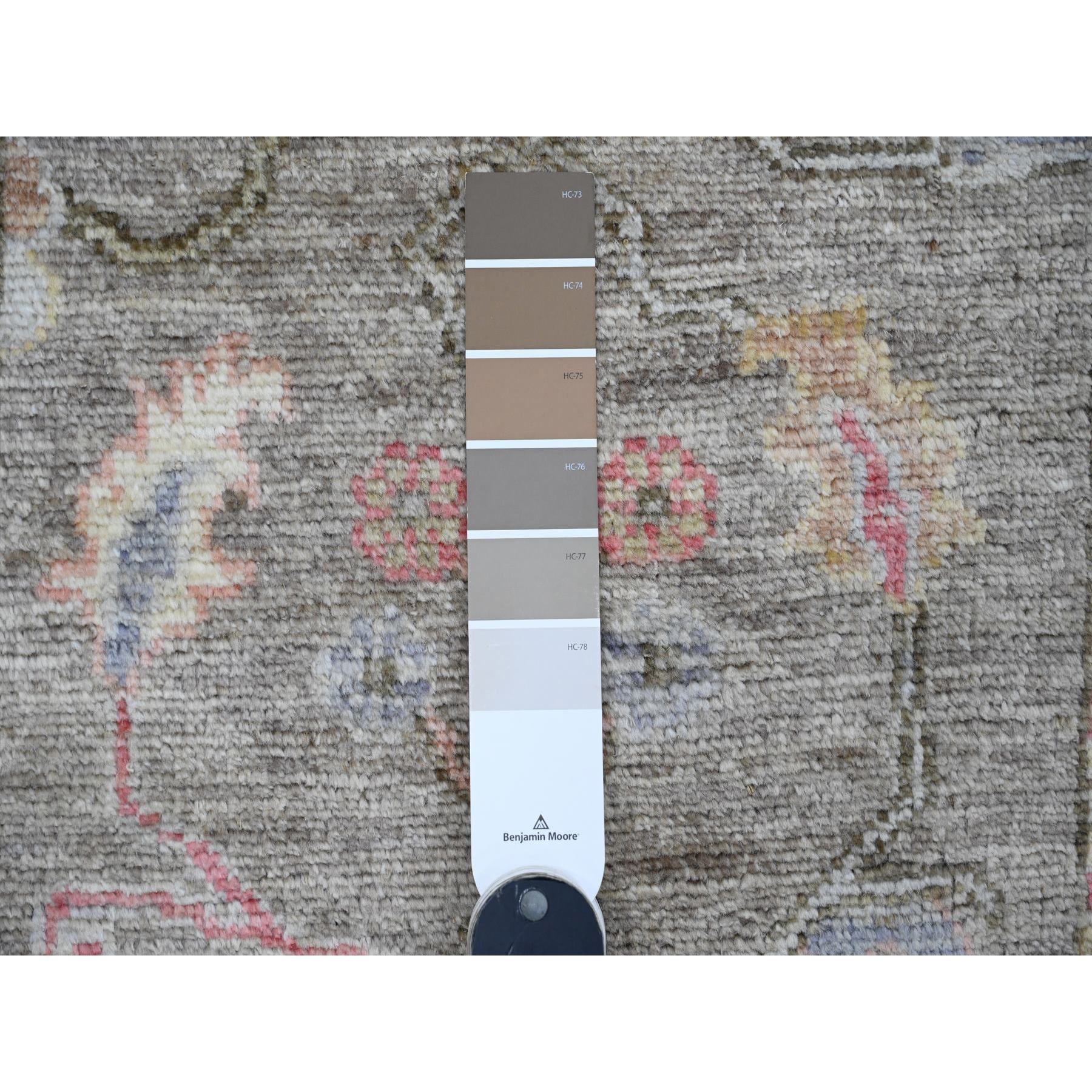 2'10"x11'10" Faded Brown, Hand Knotted, Afghan Angora Oushak with Floral Pattern, Vegetable Dyes, 100% Wool, Runner, Oriental Rug Sh89967