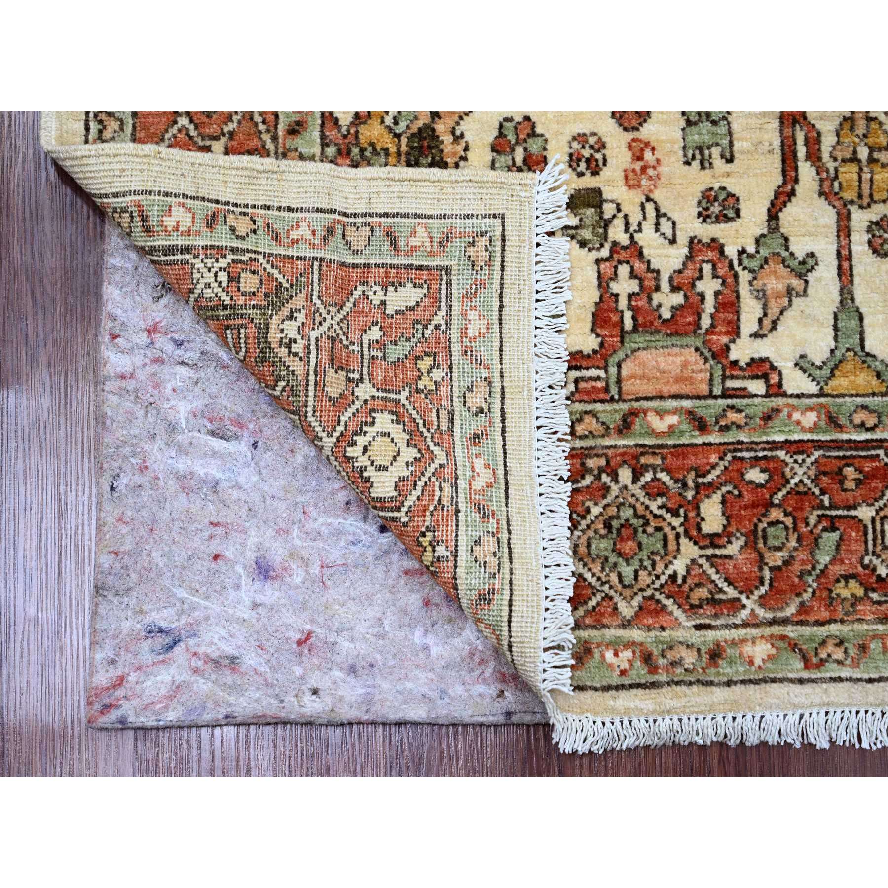 4'8"x6'3" Oyster White, Peshawar with Heriz All Over Design, Hand Knotted, Densely Woven, Aryana Collection, High Mountain Wool, Vegetable Dyes, Oriental Rug Sh89970
