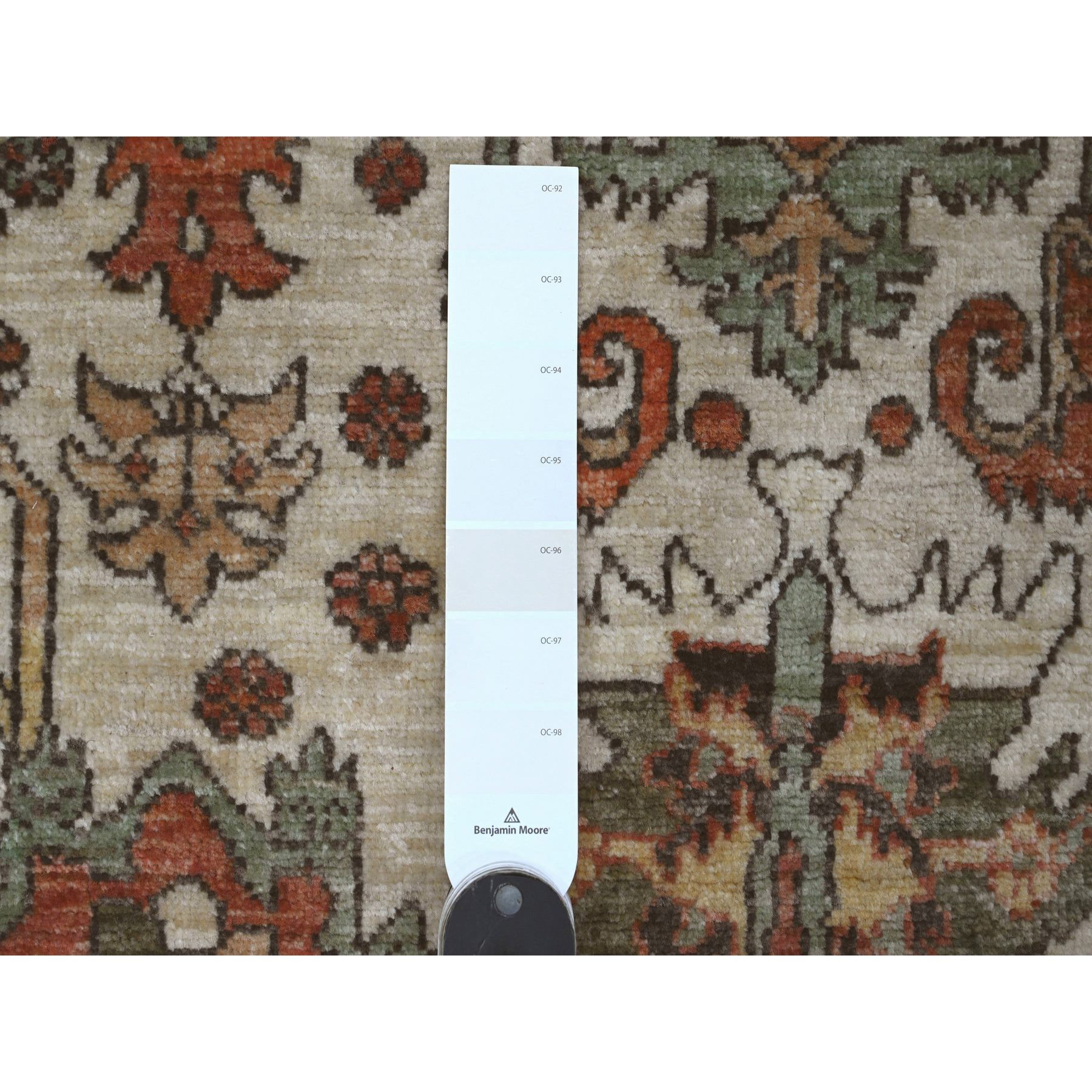 4'8"x6'3" Oyster White, Peshawar with Heriz All Over Design, Hand Knotted, Densely Woven, Aryana Collection, High Mountain Wool, Vegetable Dyes, Oriental Rug Sh89970