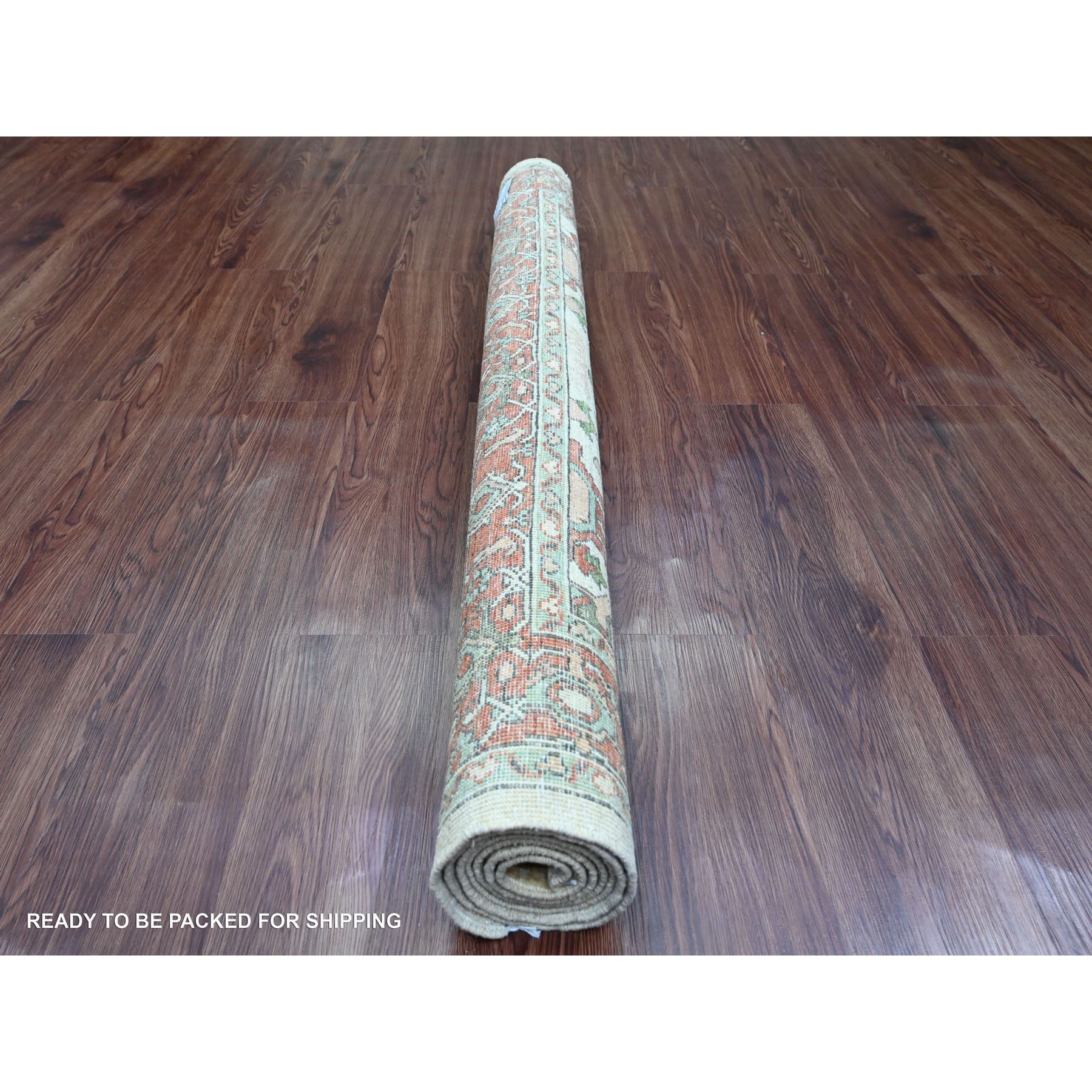 4'8"x6'3" Oyster White, Peshawar with Heriz All Over Design, Hand Knotted, Densely Woven, Aryana Collection, High Mountain Wool, Vegetable Dyes, Oriental Rug Sh89970
