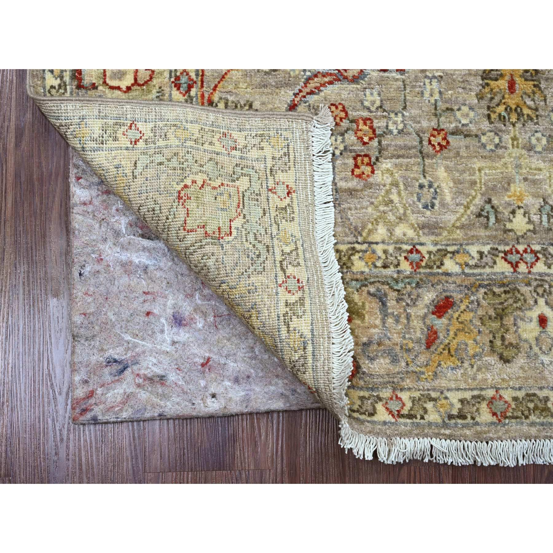 3'10"x5'9" Stone Gray, Hand Knotted, Peshawar with Bijar Garus Design, Aryana Collection, Vegetable Dyes, High Mountain Wool, Densely Woven, Oriental Rug Sh89971