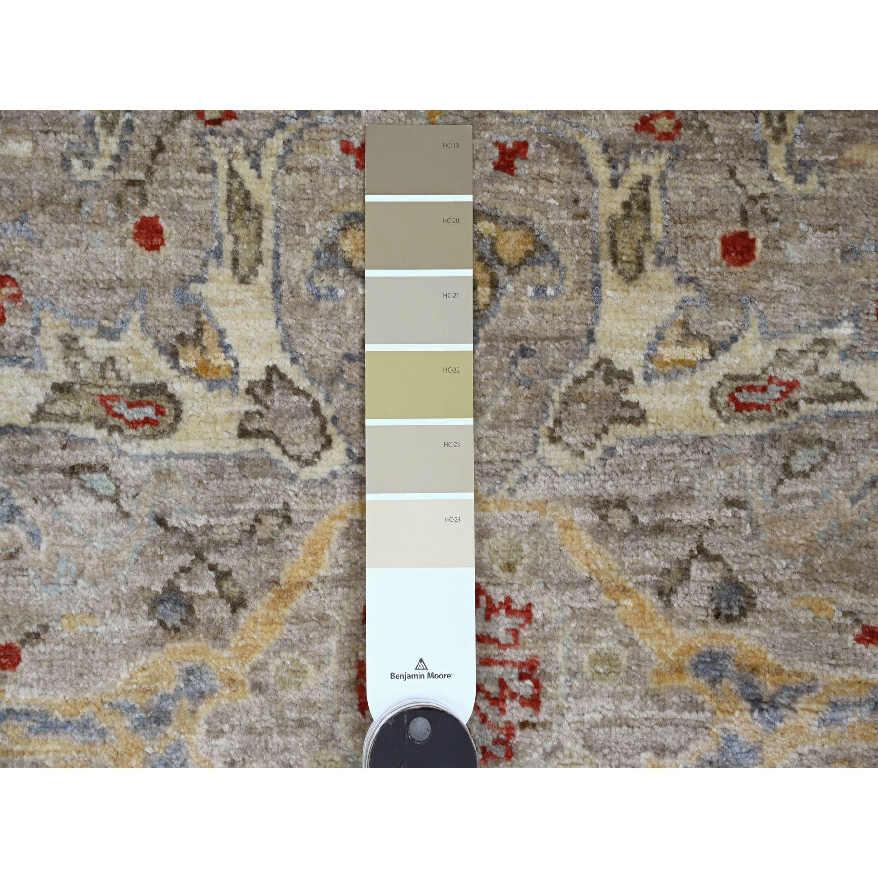 3'10"x5'9" Stone Gray, Hand Knotted, Peshawar with Bijar Garus Design, Aryana Collection, Vegetable Dyes, High Mountain Wool, Densely Woven, Oriental Rug Sh89971