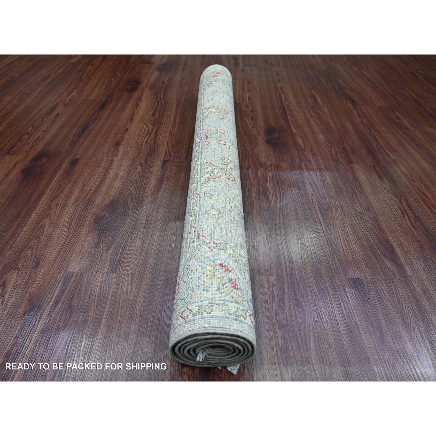 3'10"x5'9" Stone Gray, Hand Knotted, Peshawar with Bijar Garus Design, Aryana Collection, Vegetable Dyes, High Mountain Wool, Densely Woven, Oriental Rug Sh89971
