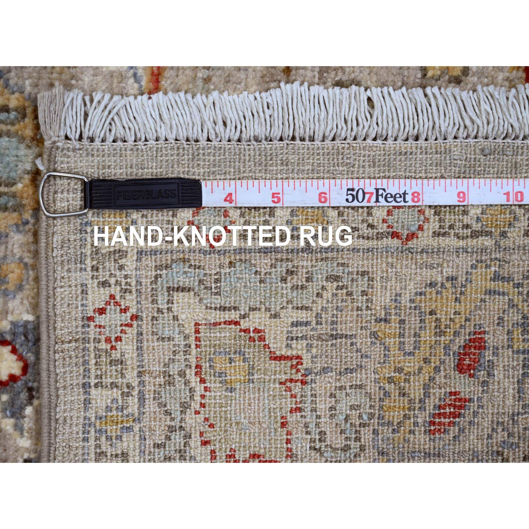 3'10"x5'9" Stone Gray, Hand Knotted, Peshawar with Bijar Garus Design, Aryana Collection, Vegetable Dyes, High Mountain Wool, Densely Woven, Oriental Rug Sh89971