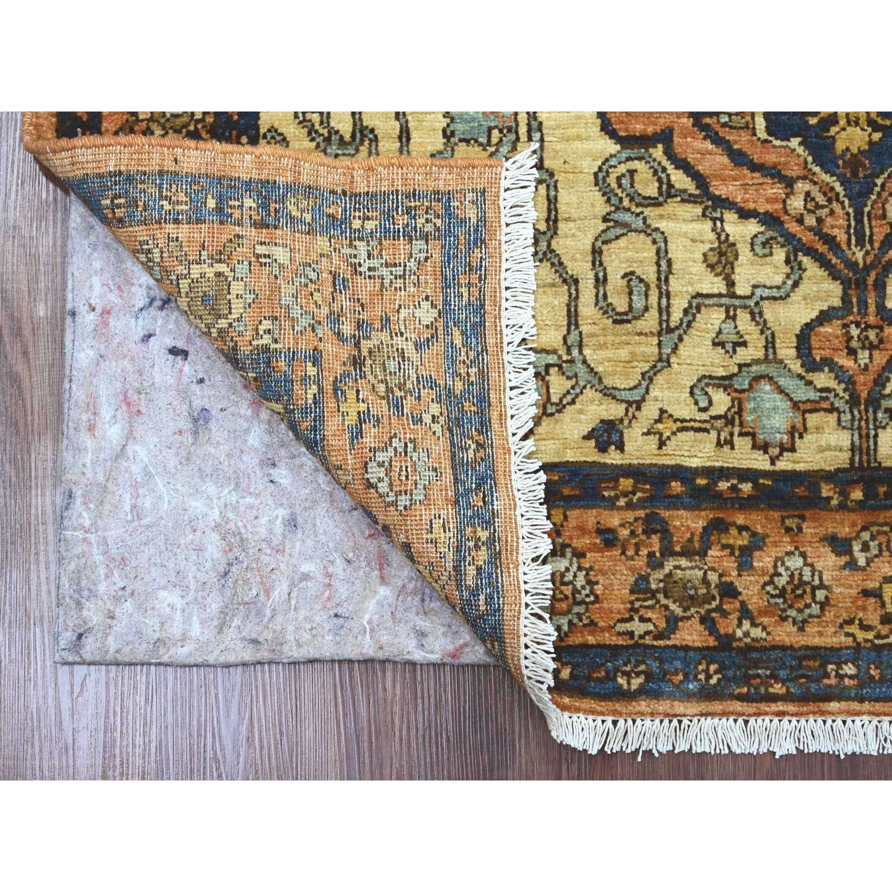 4'1"x6' Squash Orange, Aryana Grade, Peshawar with Fereghan Sarouk Design, Vegetable Dyes, High Mountain Wool, Hand Knotted, Oriental Rug Sh89974