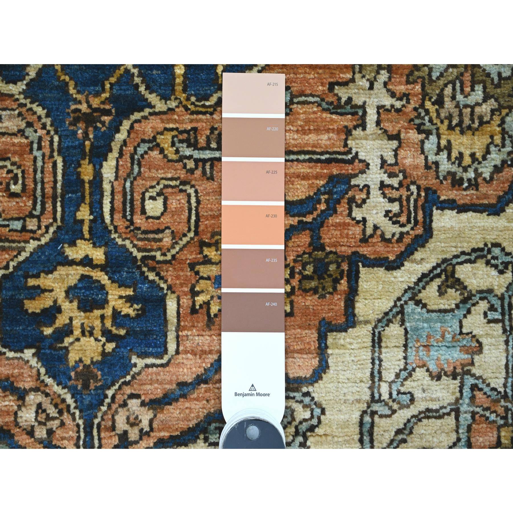 4'1"x6' Squash Orange, Aryana Grade, Peshawar with Fereghan Sarouk Design, Vegetable Dyes, High Mountain Wool, Hand Knotted, Oriental Rug Sh89974