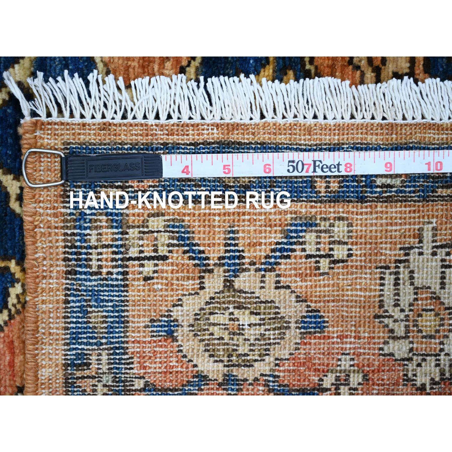 4'1"x6' Squash Orange, Aryana Grade, Peshawar with Fereghan Sarouk Design, Vegetable Dyes, High Mountain Wool, Hand Knotted, Oriental Rug Sh89974