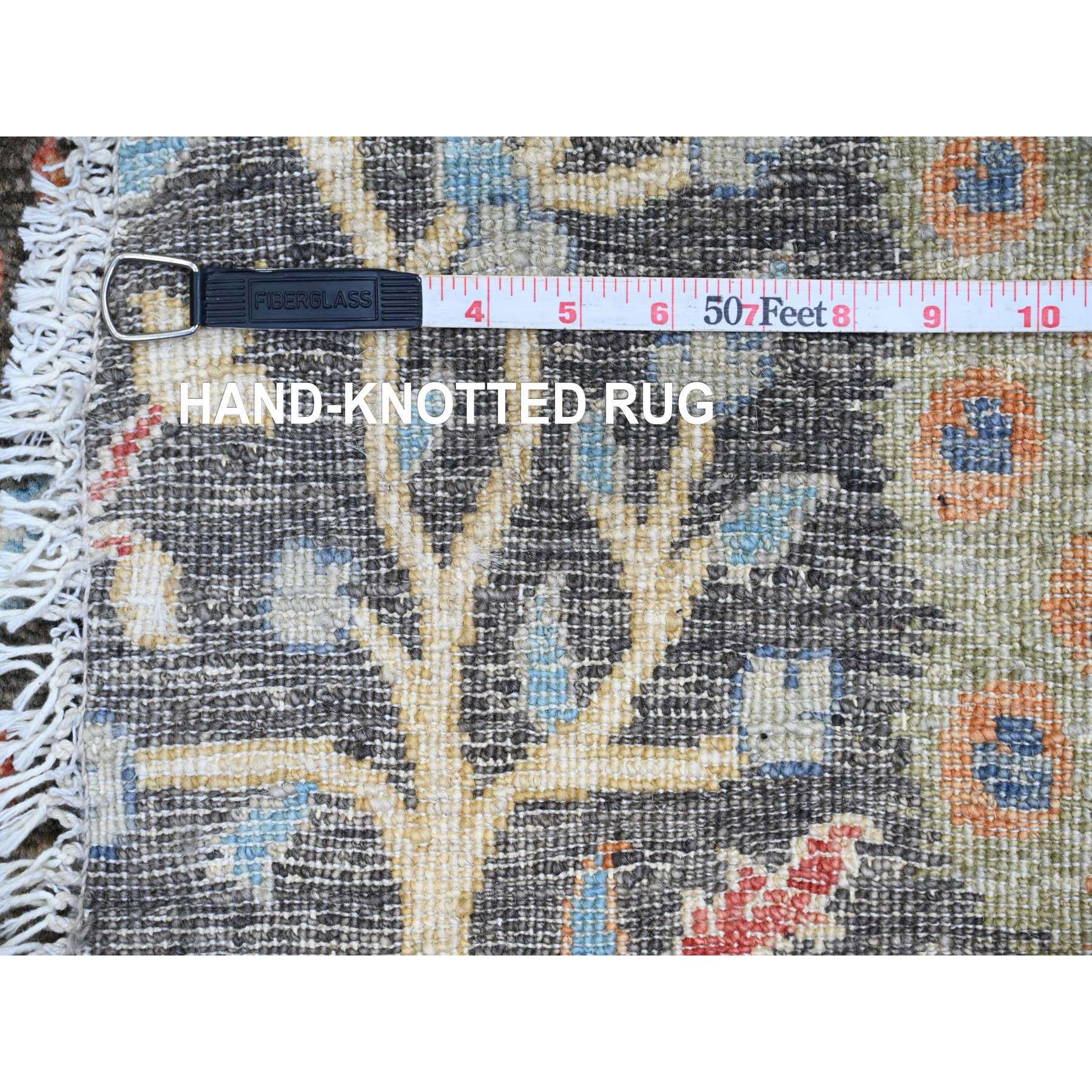 6'x6' Dim Gray, Afghan Peshawar, Tree of Life, Birds of Paradise Design, Hand Knotted, Vegetable Dyes, 100% Wool, Round, Oriental Rug Sh89982